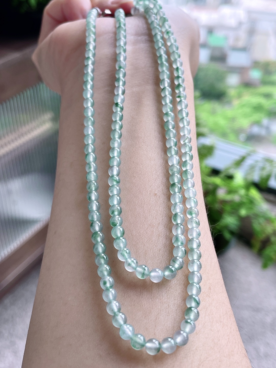 冰飘花珠链圆珠珠子珠链，性比高 4mm，34cm 23克