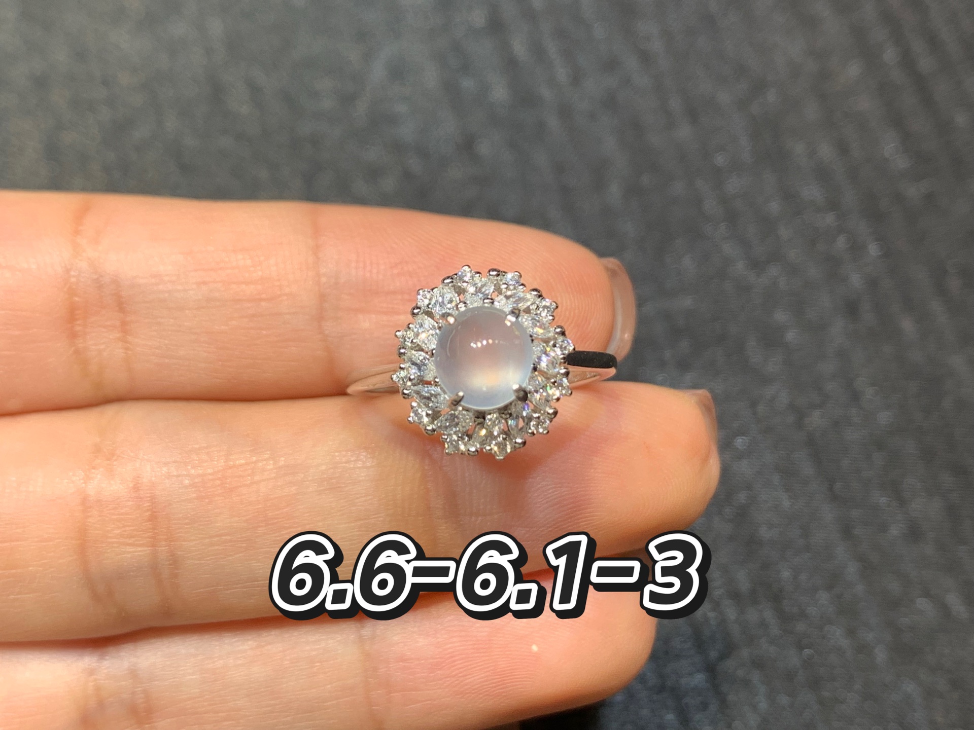 荧光蛋面戒指 s925银，不议，6.6-6.1-3