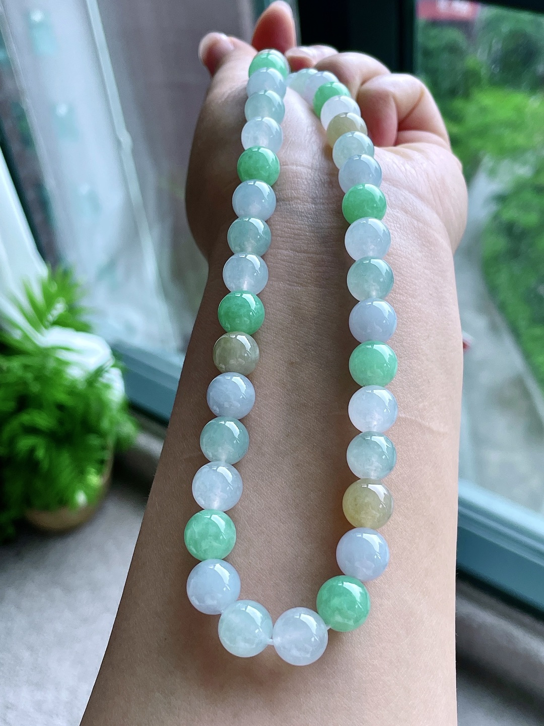 冰多宝珠链圆珠珠子珠链，缅料性比高 10mm，31cm 113.4克 不议