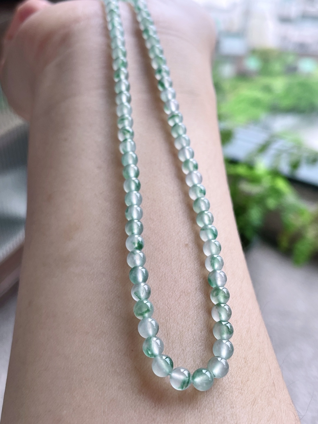 冰飘花珠链圆珠珠子珠链，性比高 4mm，34cm 23克