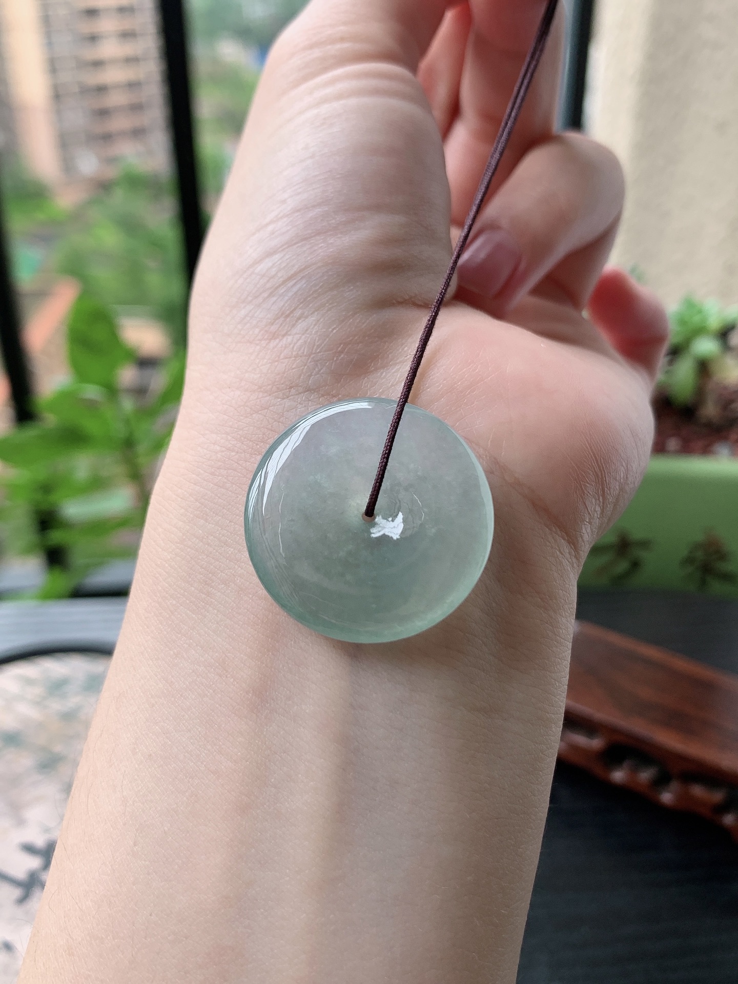 老坑冰种胶感晴水平安扣吊坠 裸石尺寸:27.3-5.4mm