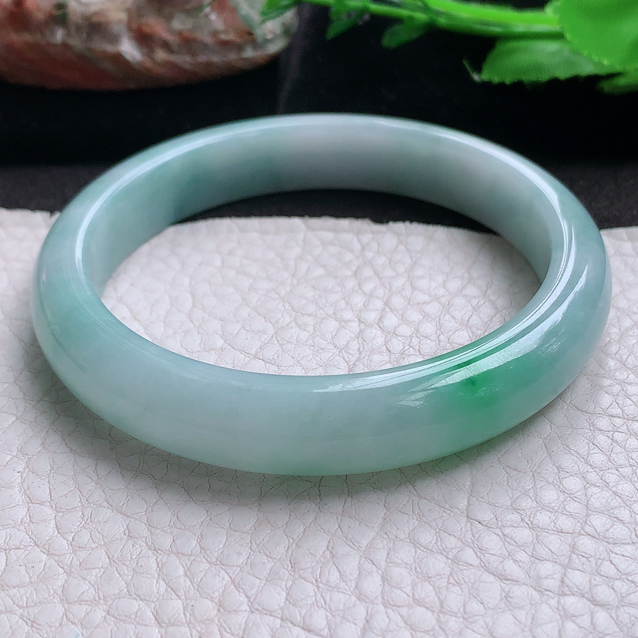 js大圈口60*11.6*8.5平安镯 缅甸翡翠a货玉手镯飘绿大气正圈玉手环