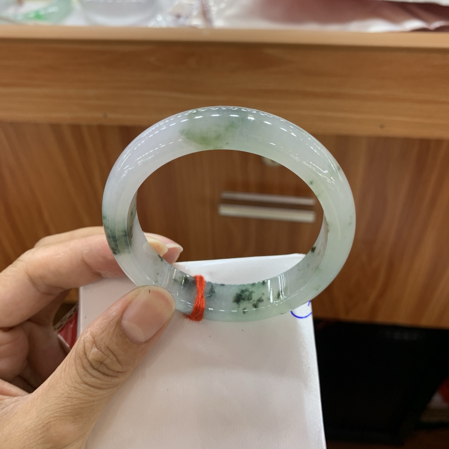 051924CZ 冰飘花正圈翡翠手镯 53.7-12.5-7.5