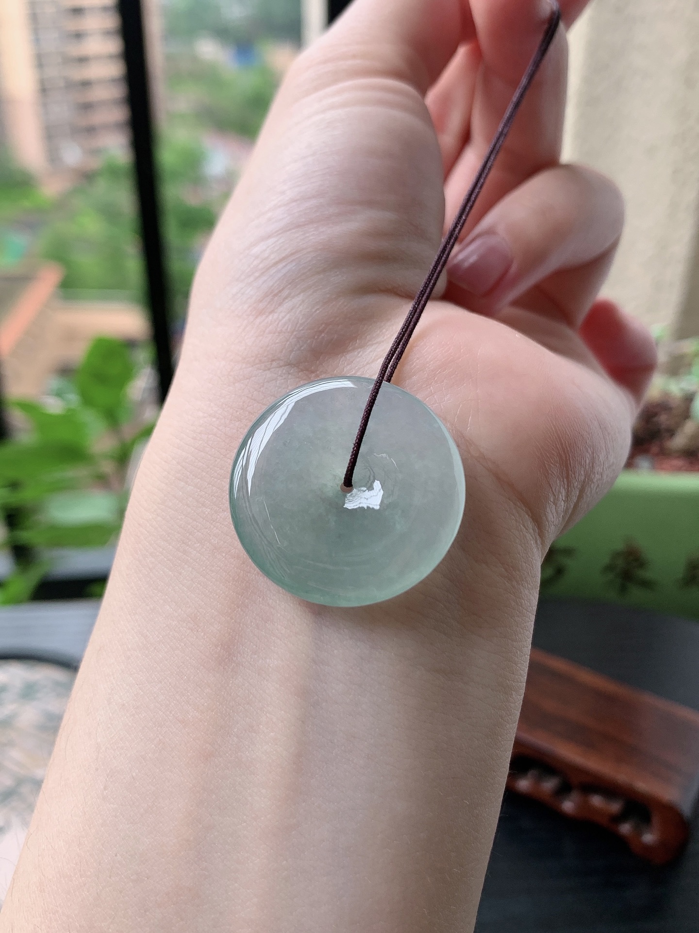 老坑冰种胶感晴水平安扣吊坠 裸石尺寸:27.3-5.4mm