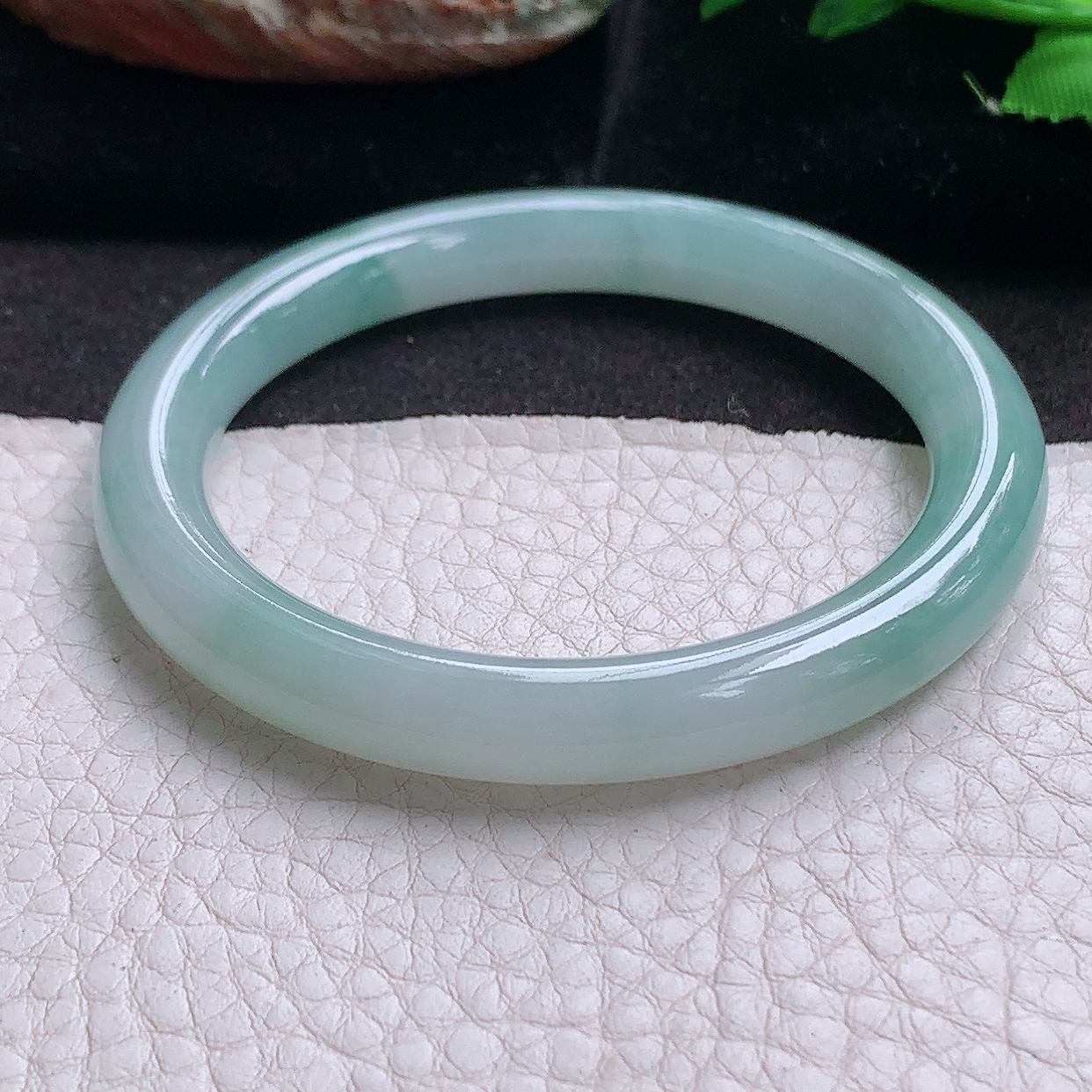 n小圈口51.5*8美人镯 缅甸翡翠a货玉手镯冰飘花圆条秀气玉手环