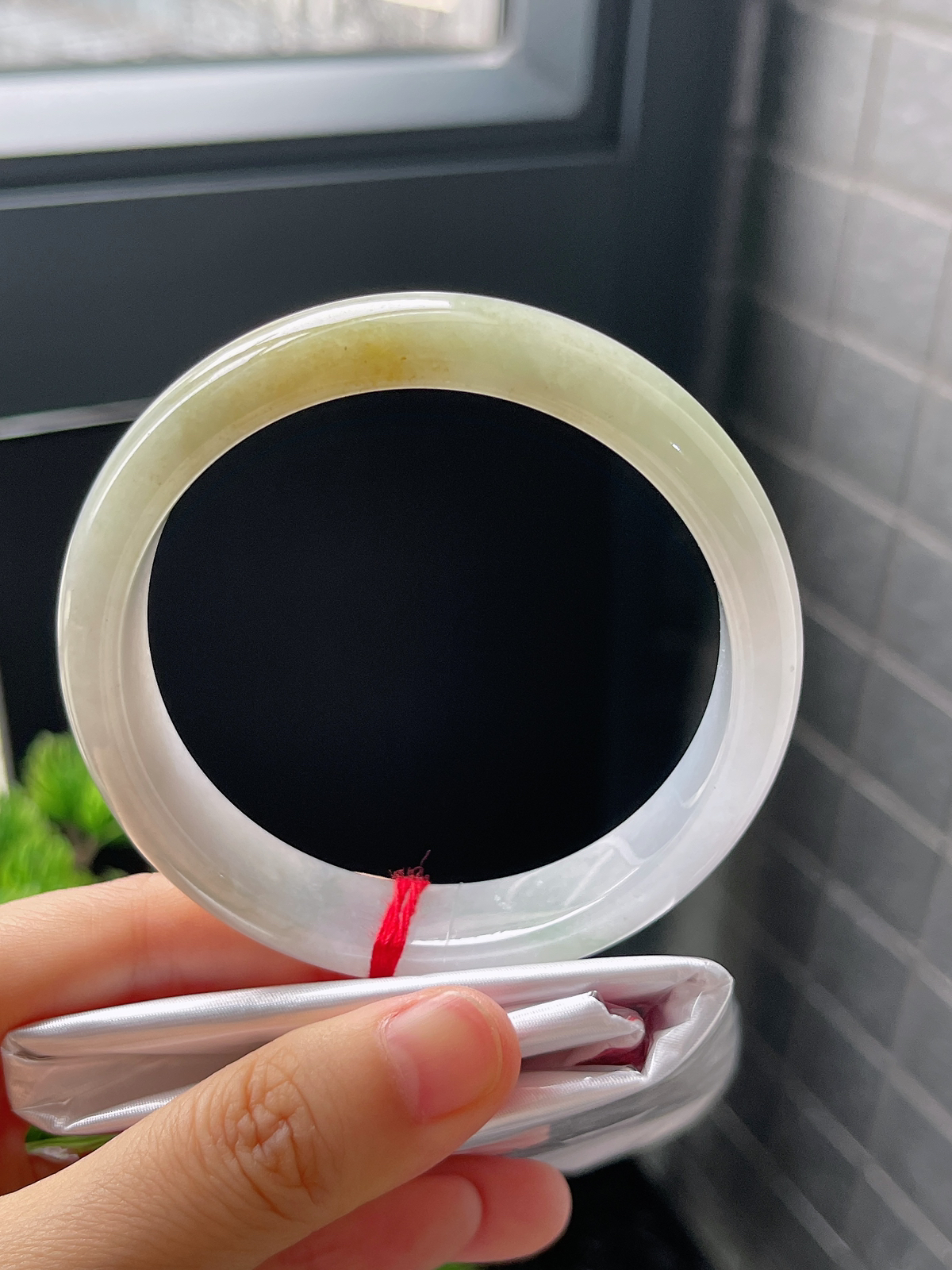 正圈60圈口，翡翠糯化种黄色手镯