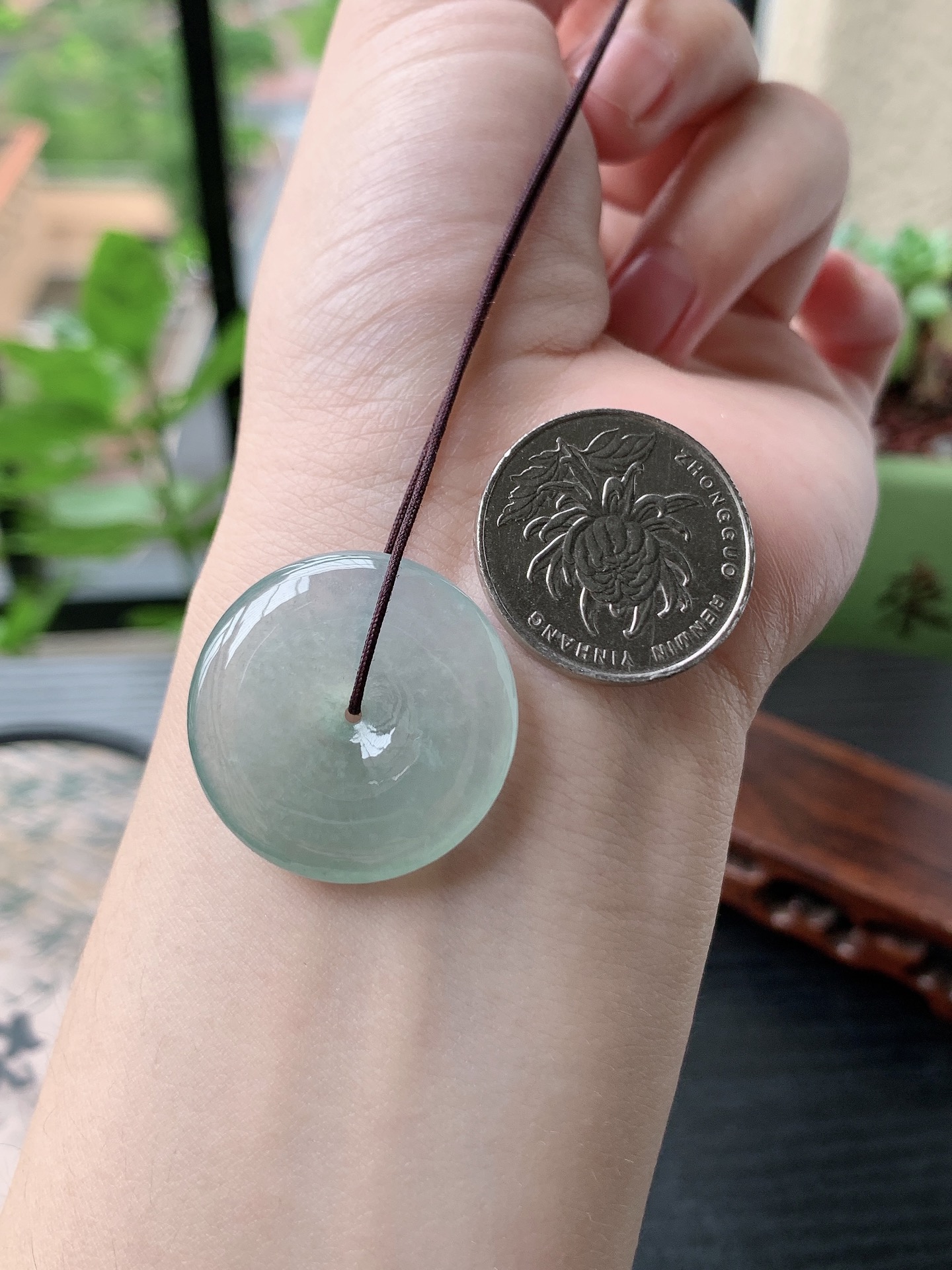 老坑冰种胶感晴水平安扣吊坠 裸石尺寸:27.3-5.4mm