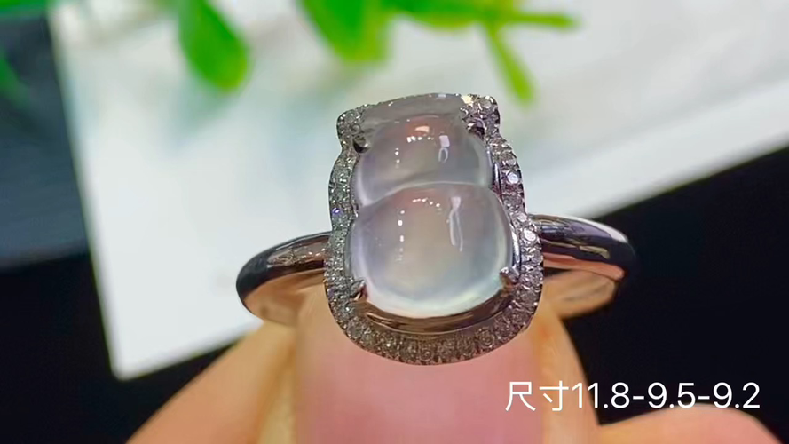 ️ 18k金+钻玻璃种葫芦戒指，无裂，11.8-9.5-9.2