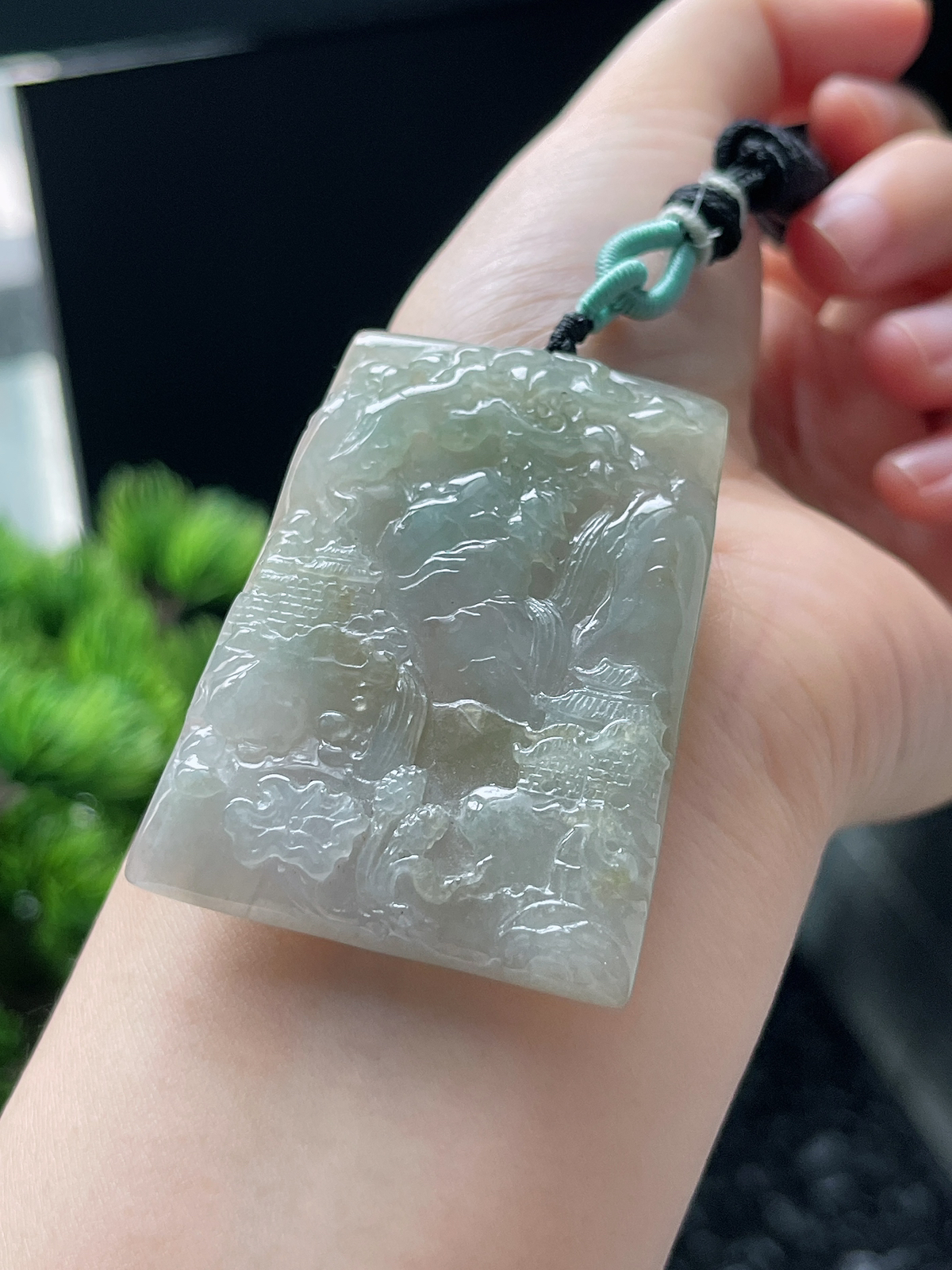 翡翠糯化种山水牌