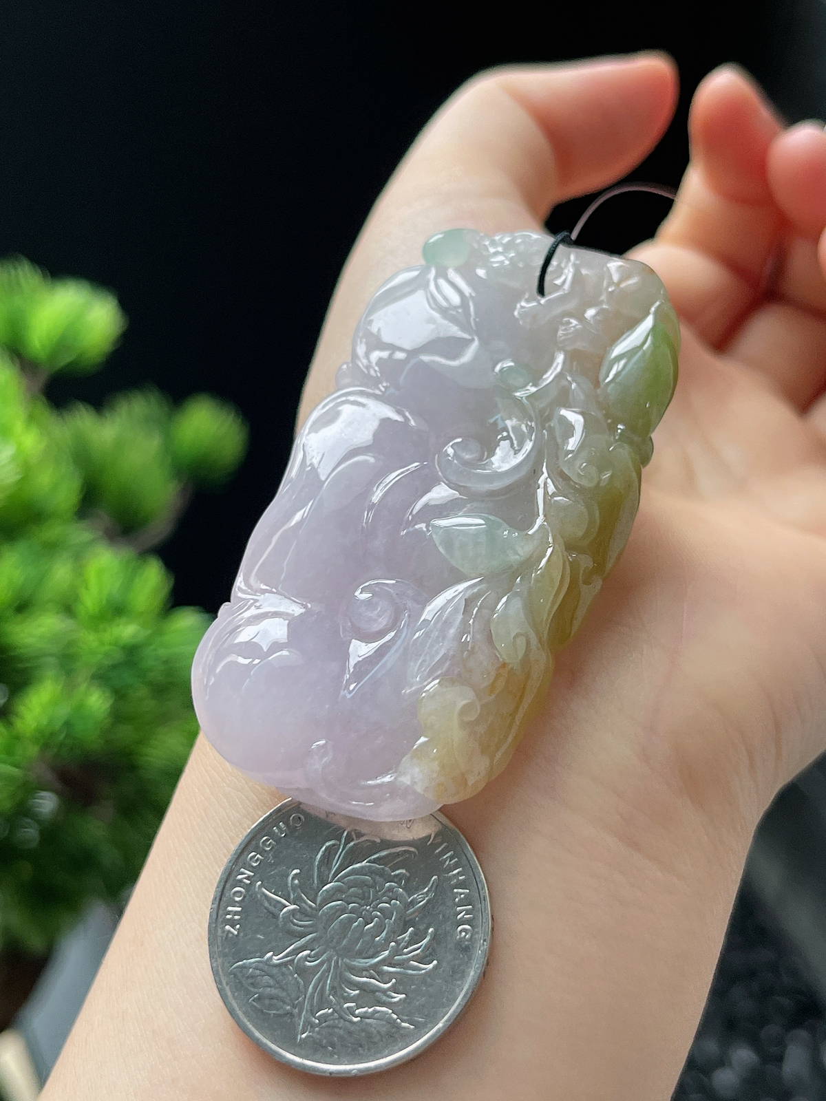 翡翠冰糯种三彩挂件