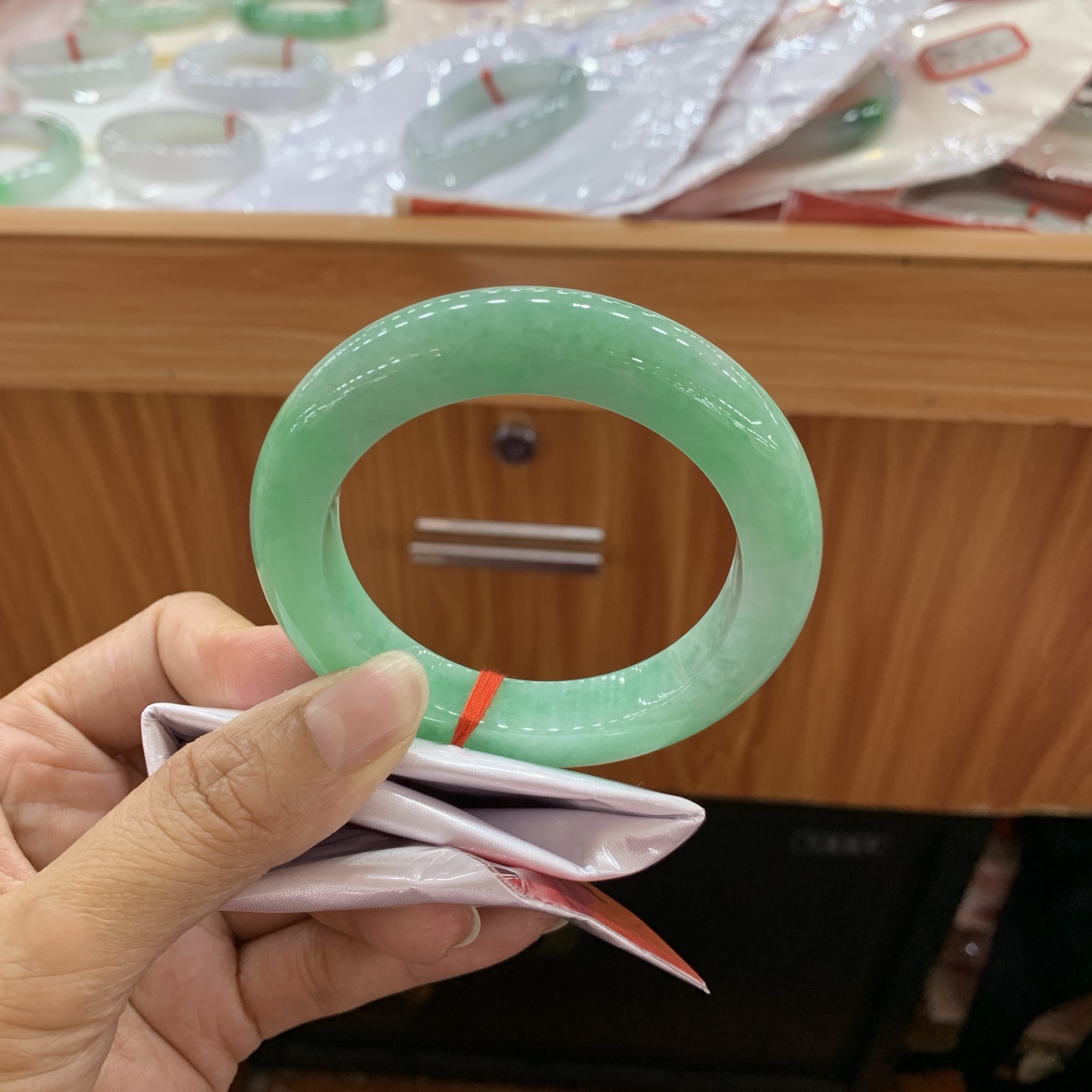 052014CK 满绿正圈翡翠手镯w 54.6-12-10.4