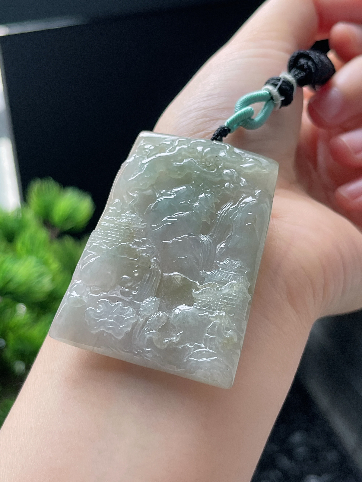 翡翠糯化种山水牌