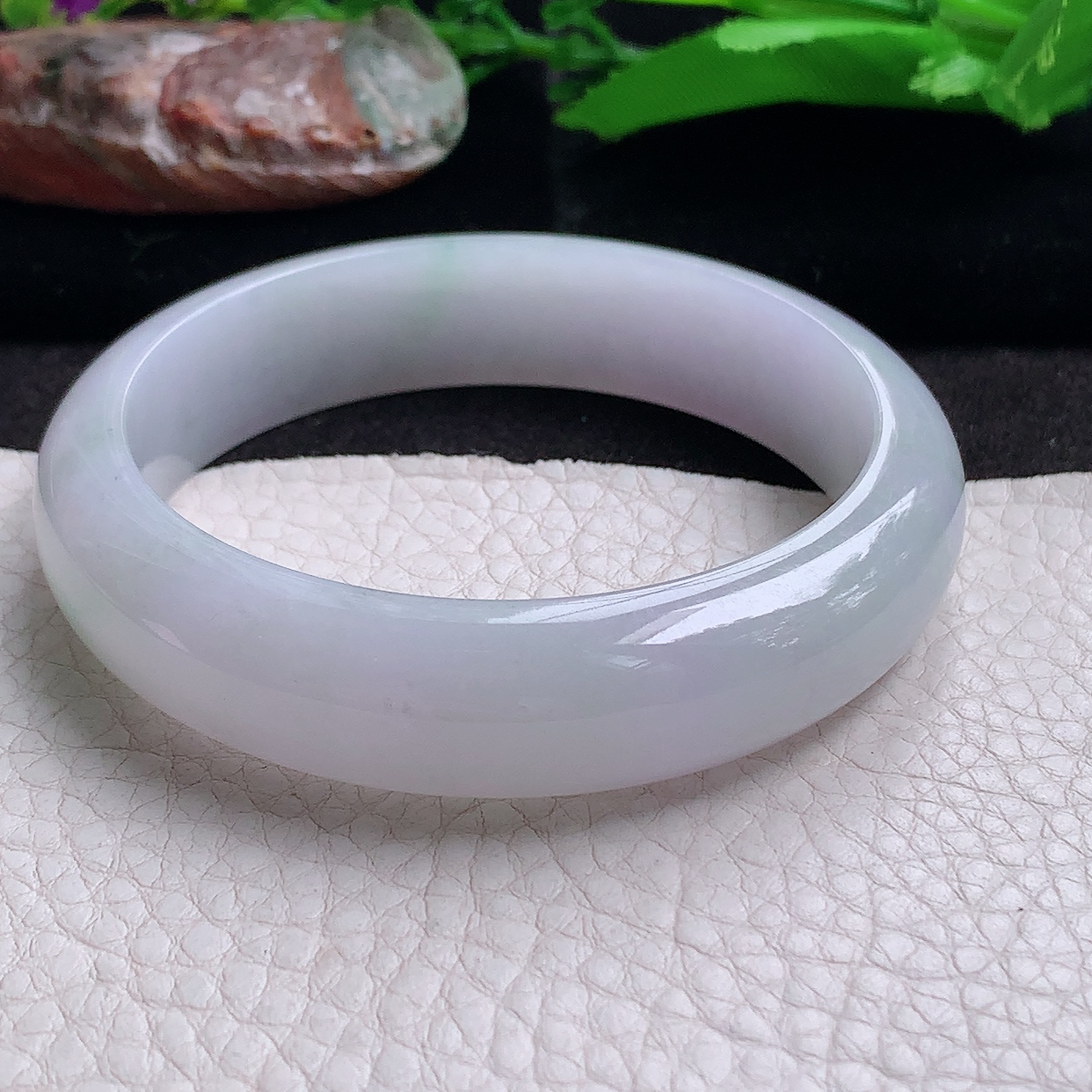 zjf实拍57.5*14.5*8.3平安镯 缅甸翡翠a货玉手镯清新飘花正圈玉手环