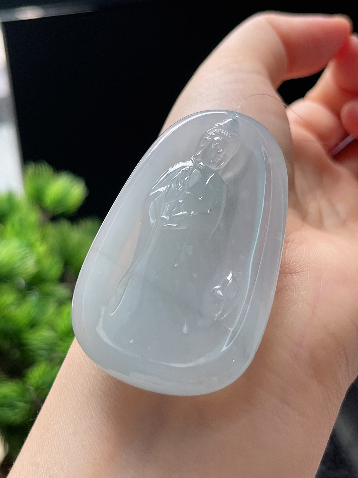 翡翠冰糯种白色吊坠