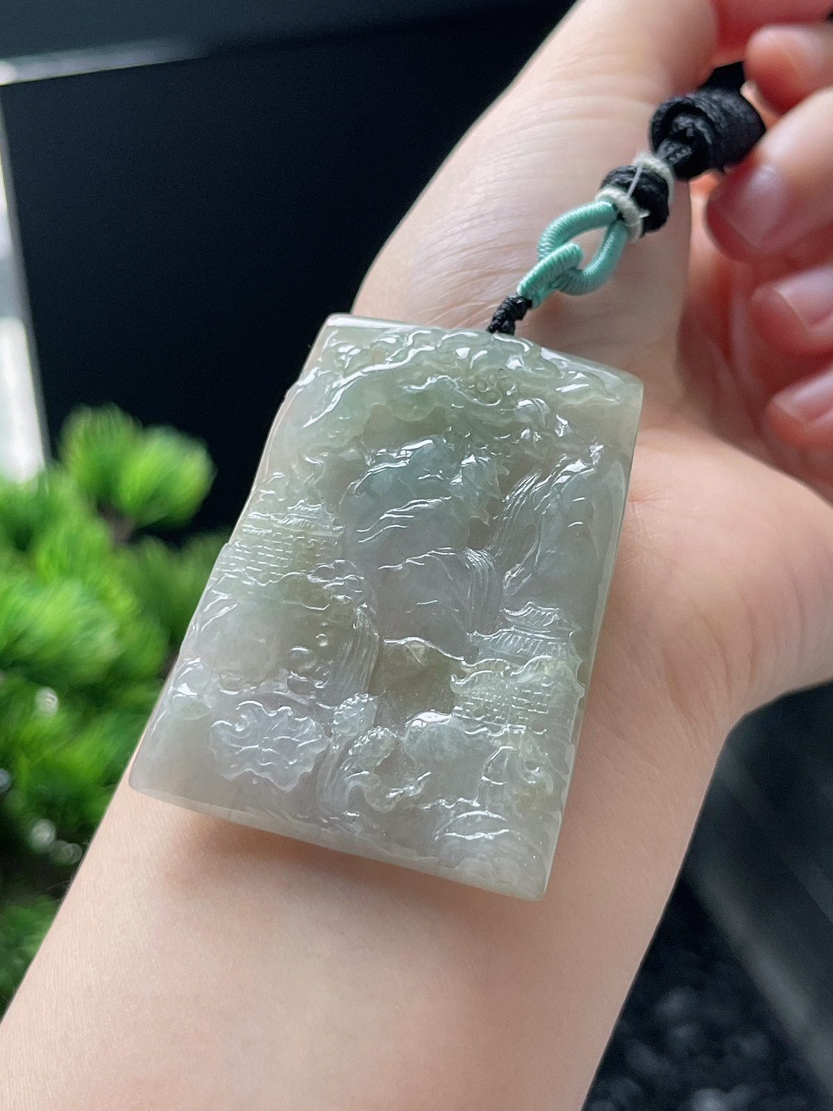 翡翠糯化种山水牌