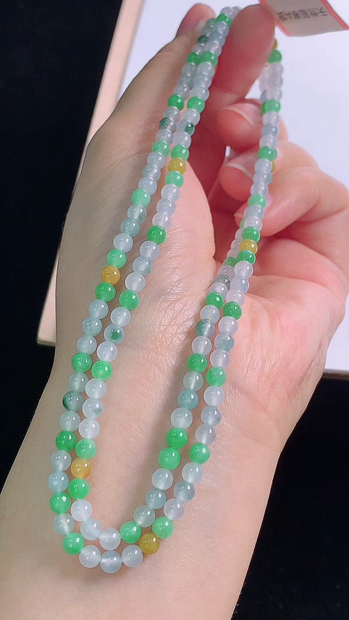 三彩项链，，尺寸:4.1-4.1mm 14