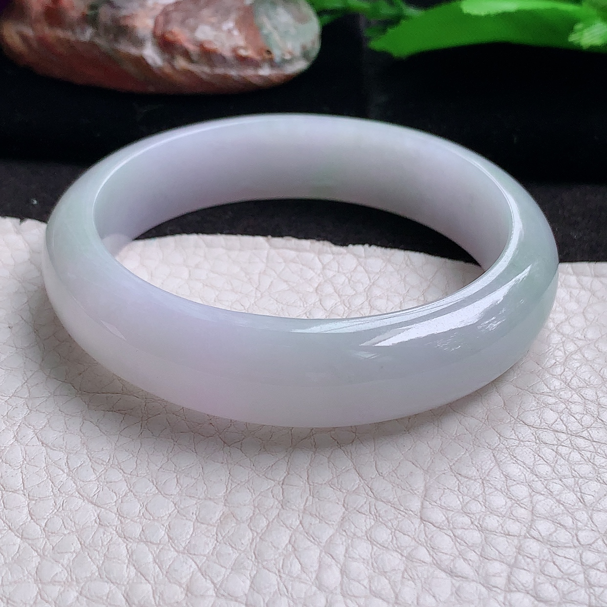 zjf实拍57.5*14.5*8.3平安镯 缅甸翡翠a货玉手镯清新飘花正圈玉手环