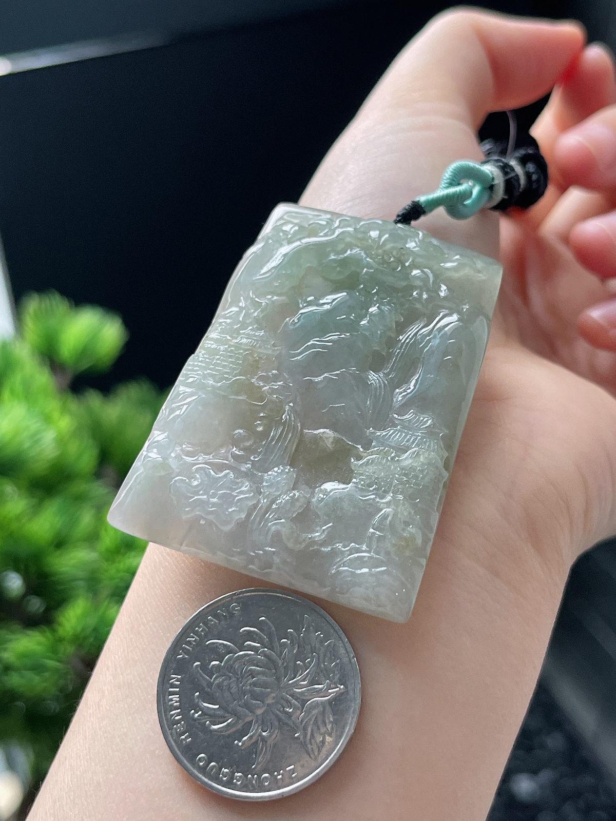 翡翠糯化种山水牌