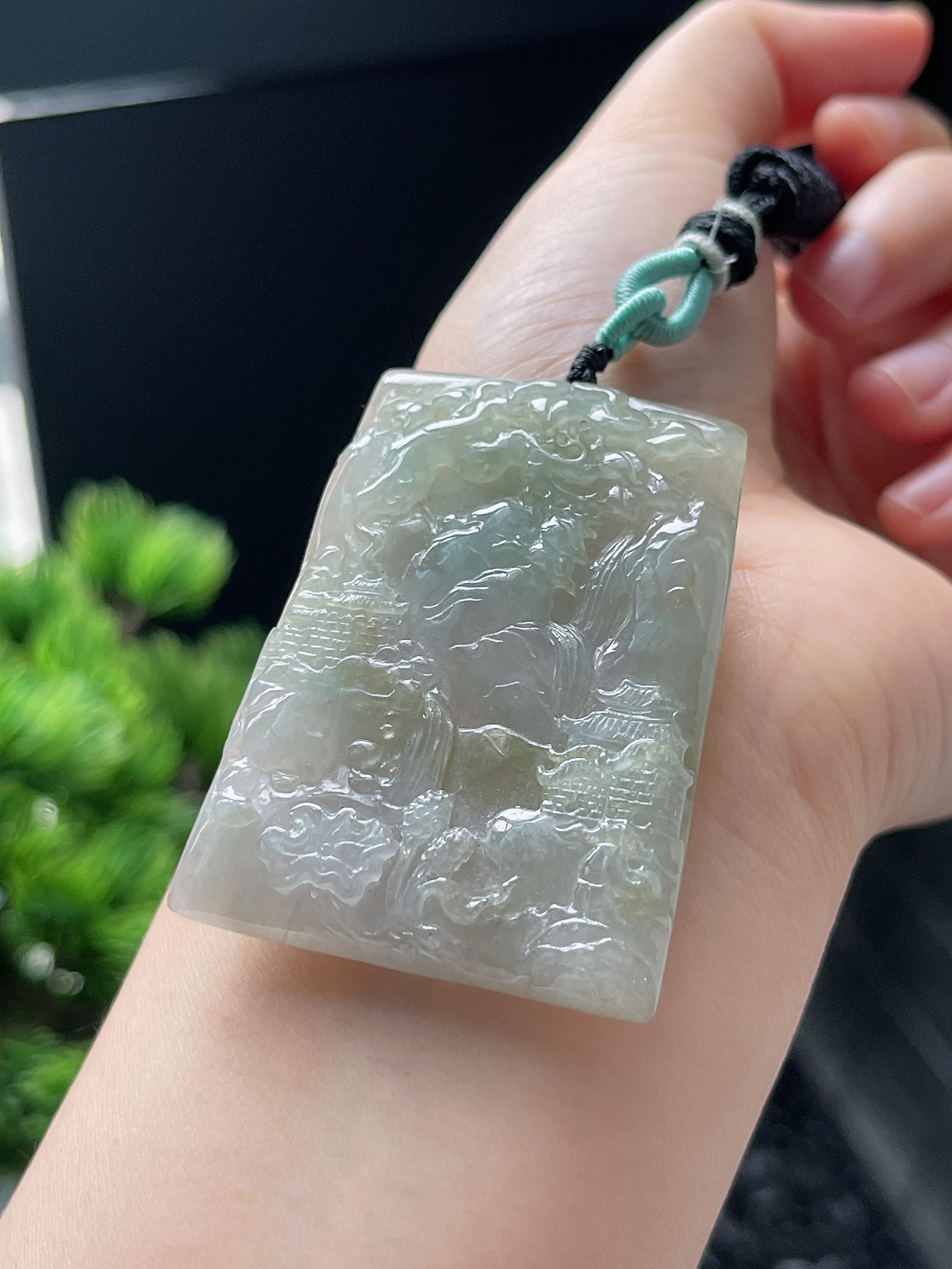 翡翠糯化种山水牌