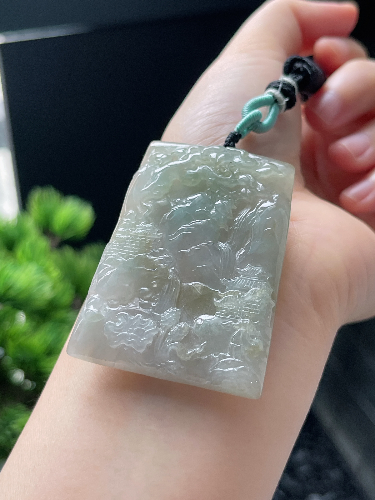 翡翠糯化种山水牌