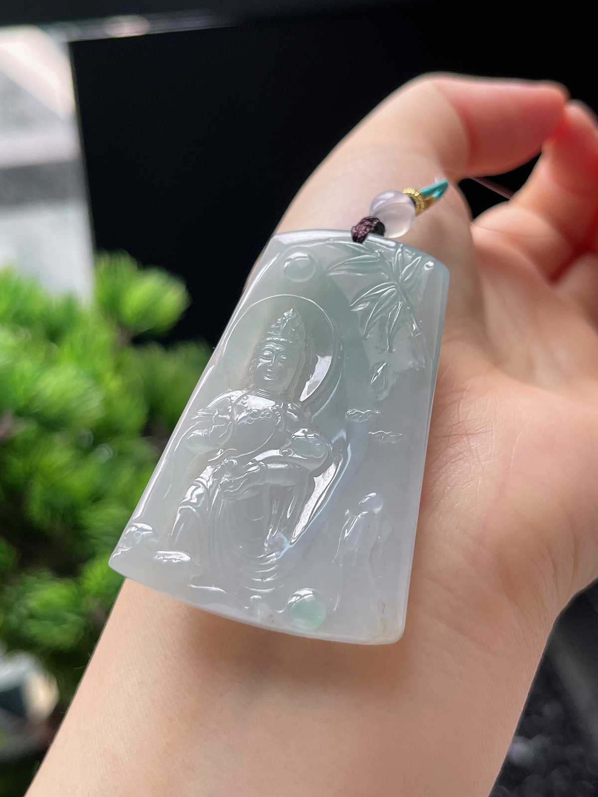 翡翠冰糯种白色吊坠