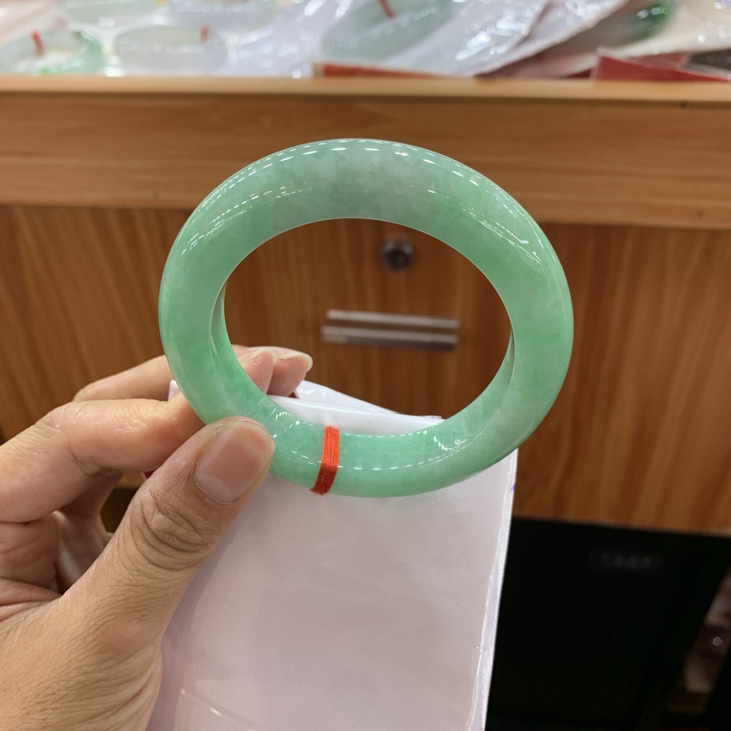052014CK 满绿正圈翡翠手镯w 54.6-12-10.4