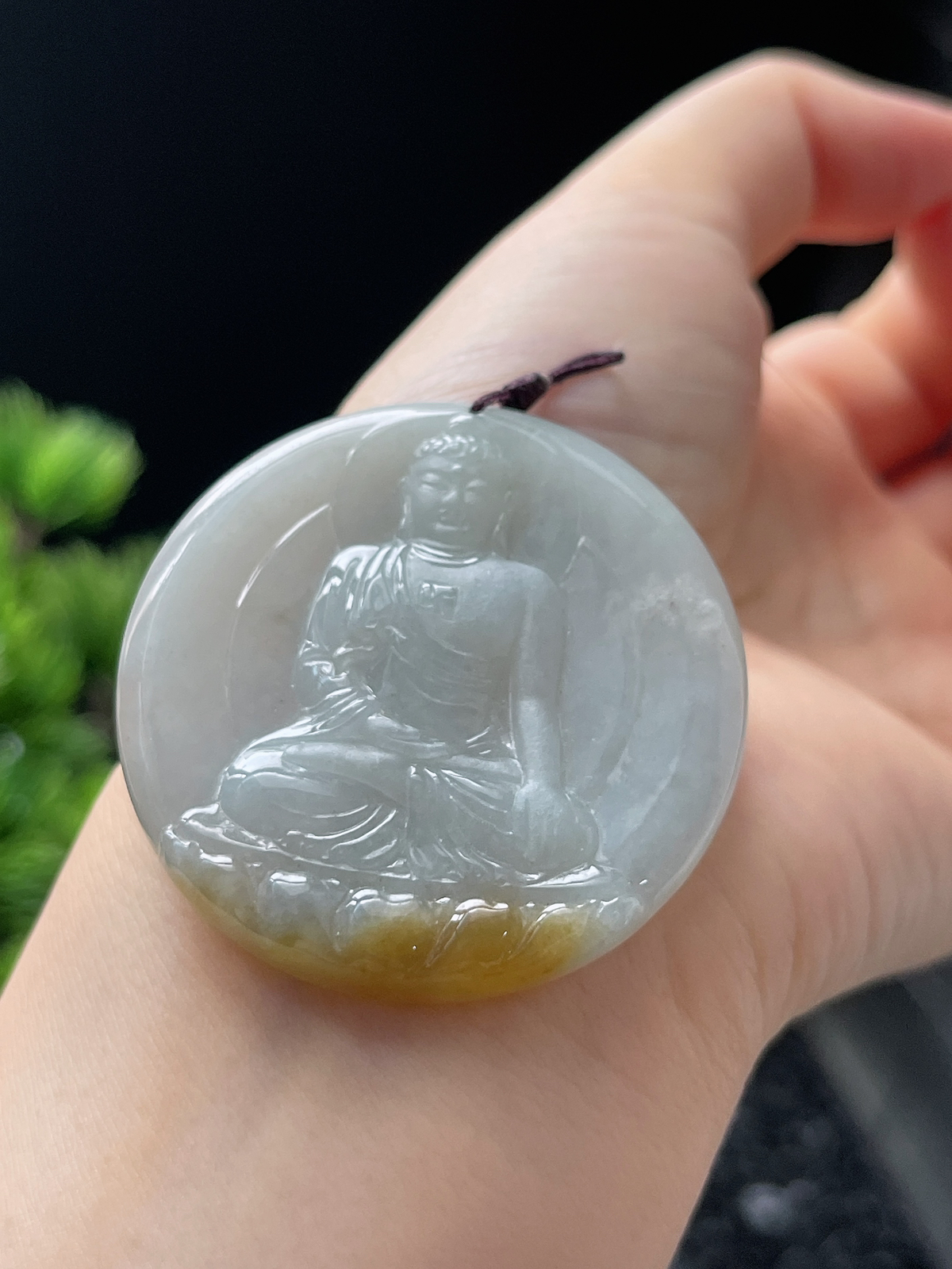 翡翠糯化种黄翡吊坠