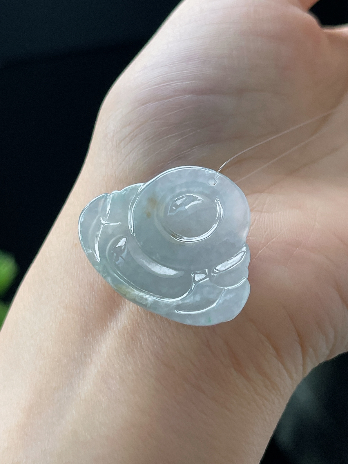 翡翠冰糯种白色佛公吊坠