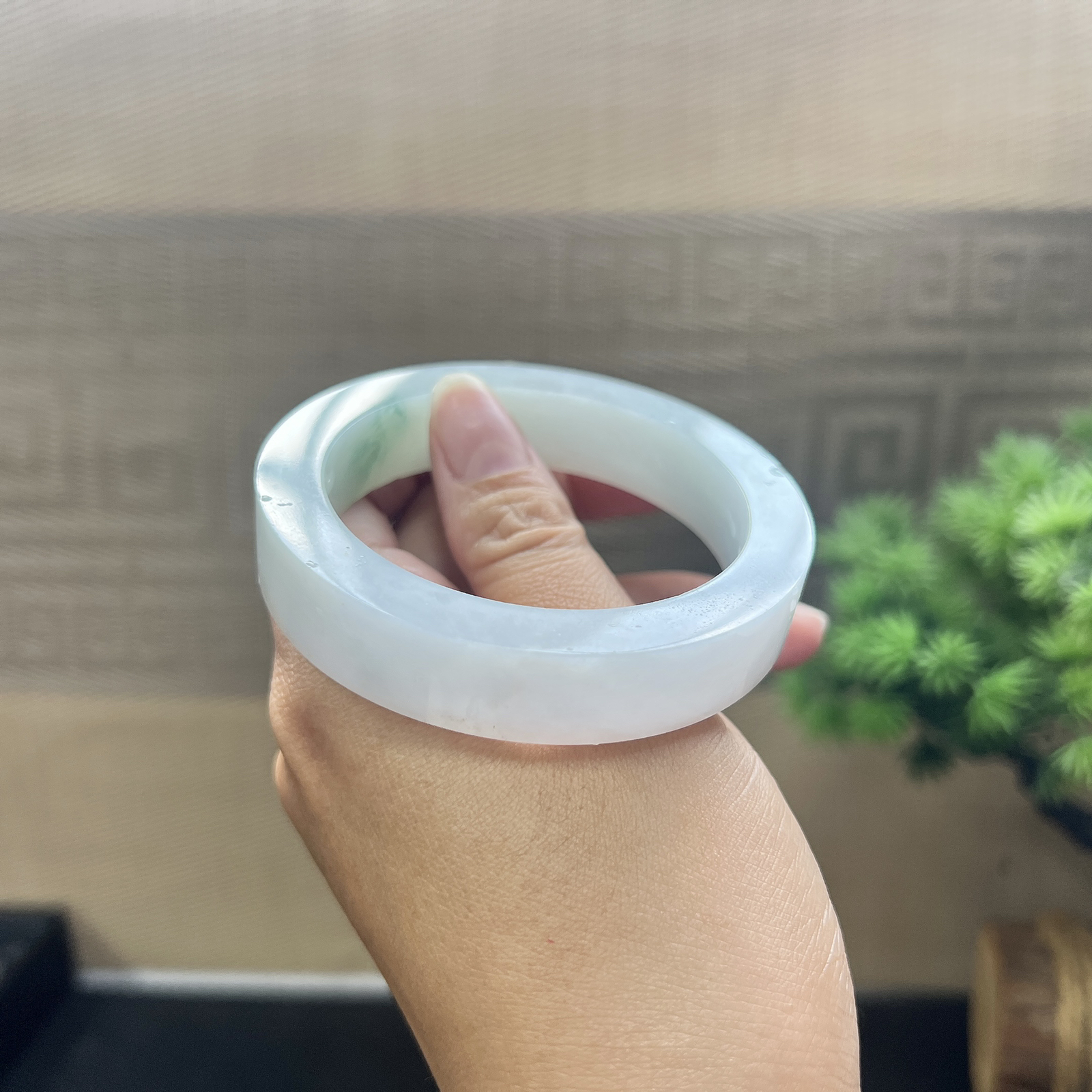 飘蓝花翡翠手镯镯胚 ⭕️70-54-12.5-8，正圈可做54
