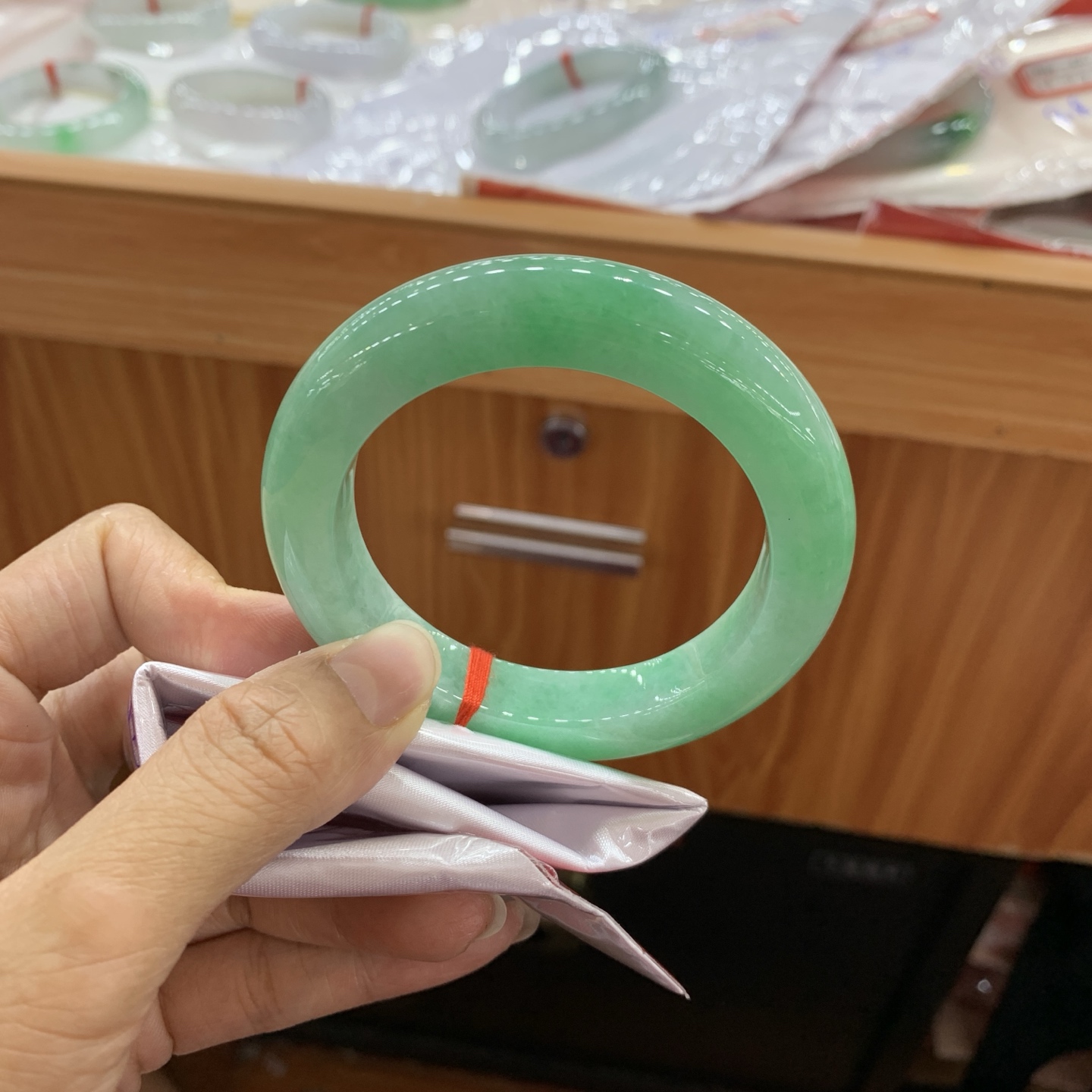 052014CK 满绿正圈翡翠手镯w 54.6-12-10.4