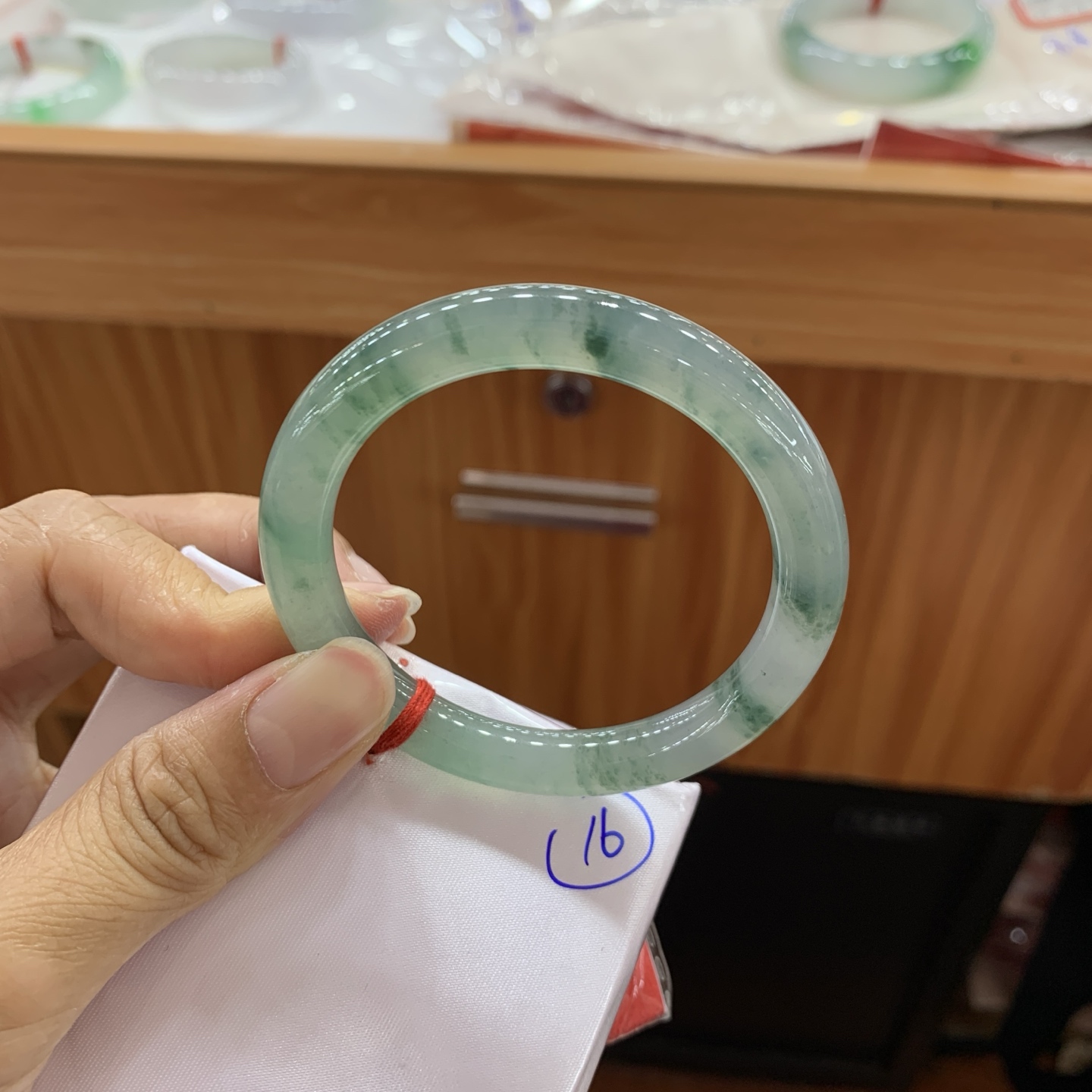 052016CK 冰飘花圆条翡翠手镯 50.6-8