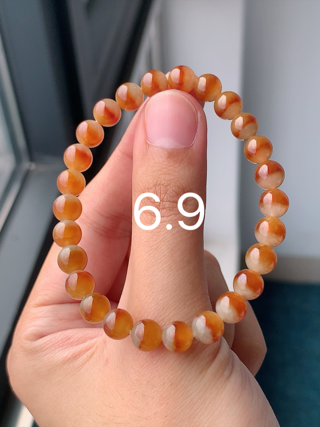 冰黄圆珠手串 色系艳丽，种老饱满水润，佩戴优雅精致 货号27520，6.9