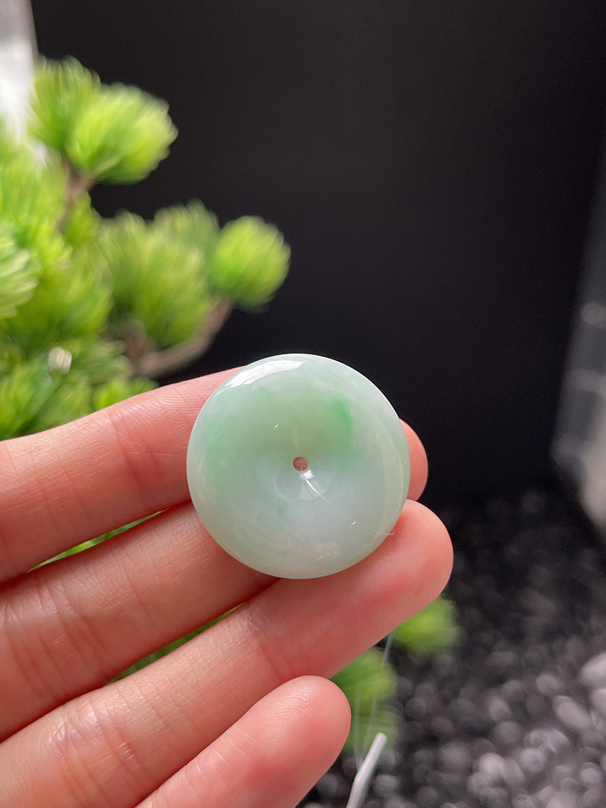 翡翠糯化种飘绿平安扣