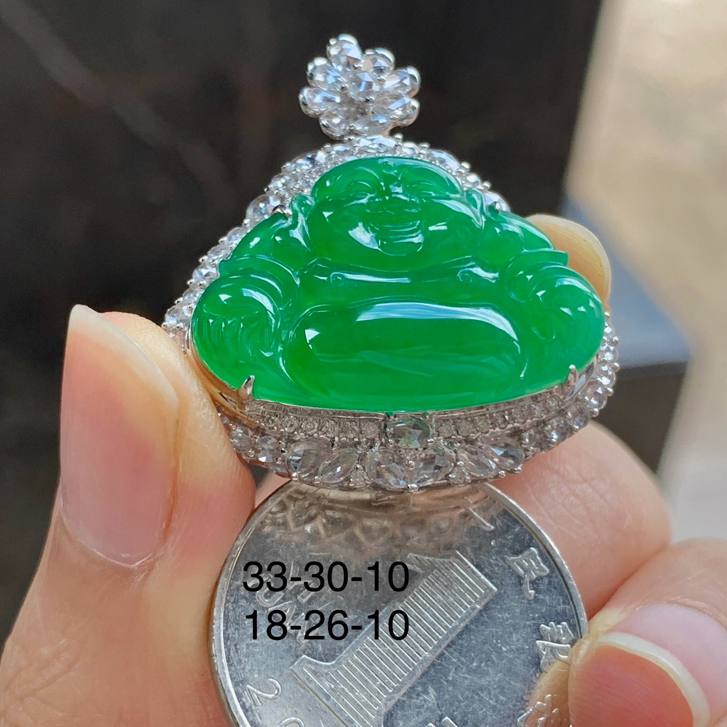 金钻镶嵌阳绿色佛公^_^色阳 细腻