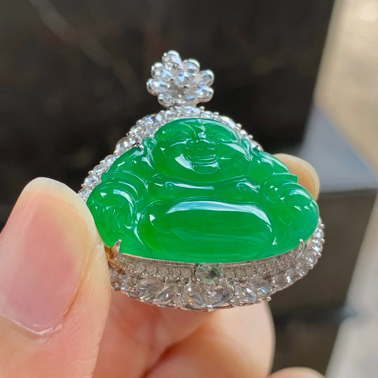 金钻镶嵌阳绿色佛公^_^色阳 细腻