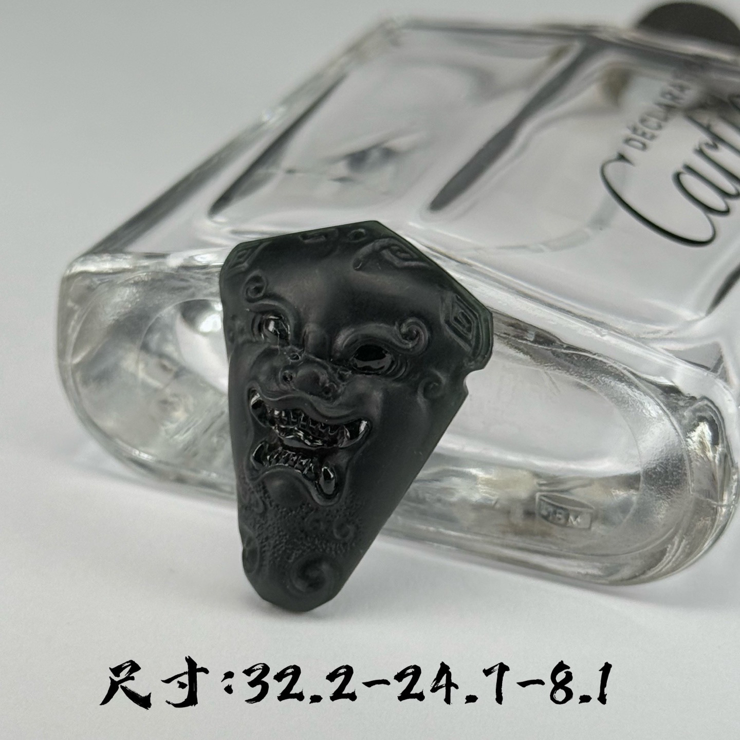 精品墨翠仿古瑞兽 种好色正 黑度极好 打灯通透 油性十足 尺寸32.2
