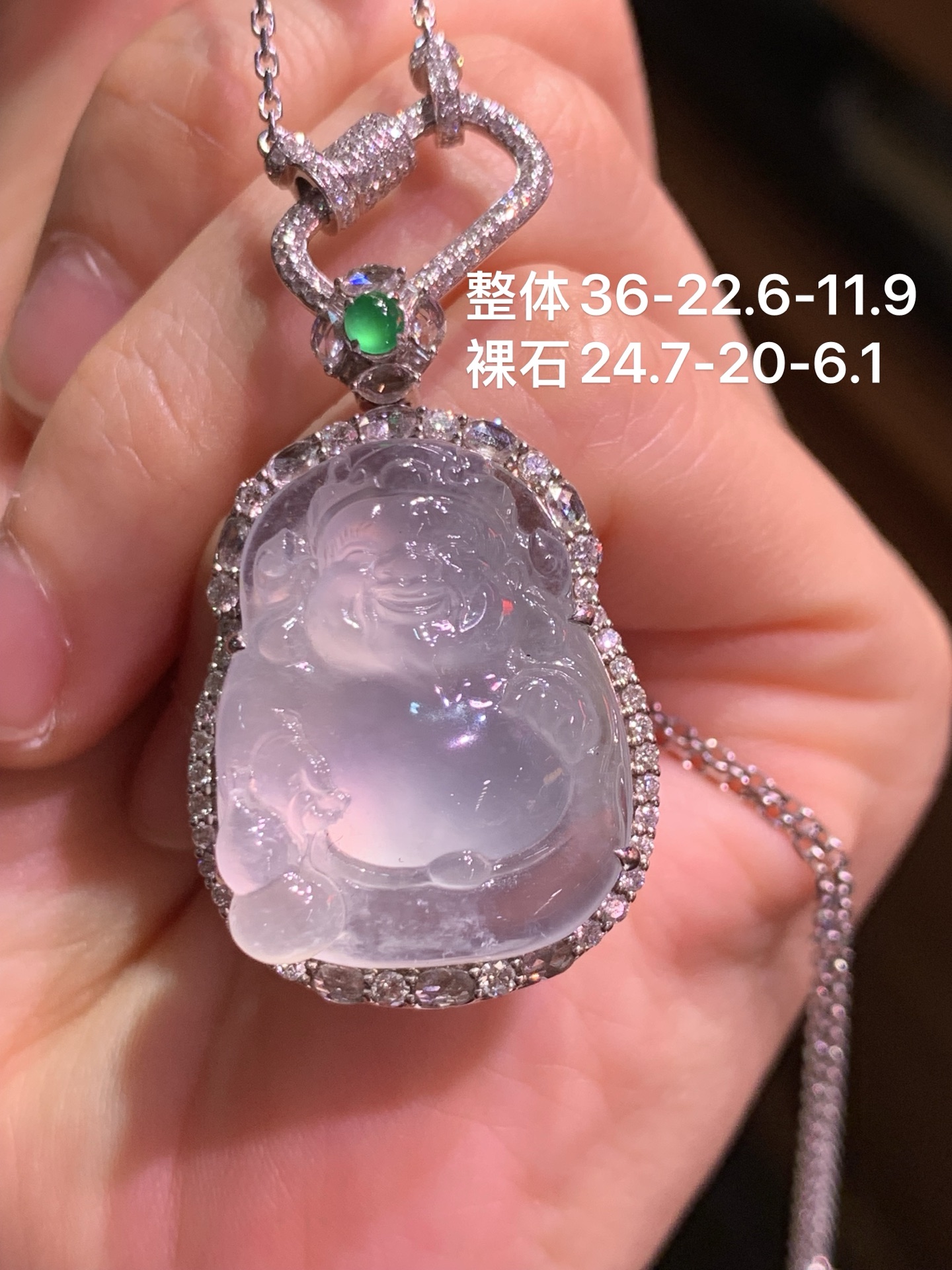 ️ 玻璃种后庄 财神爷吊坠，36-22.6-11.9