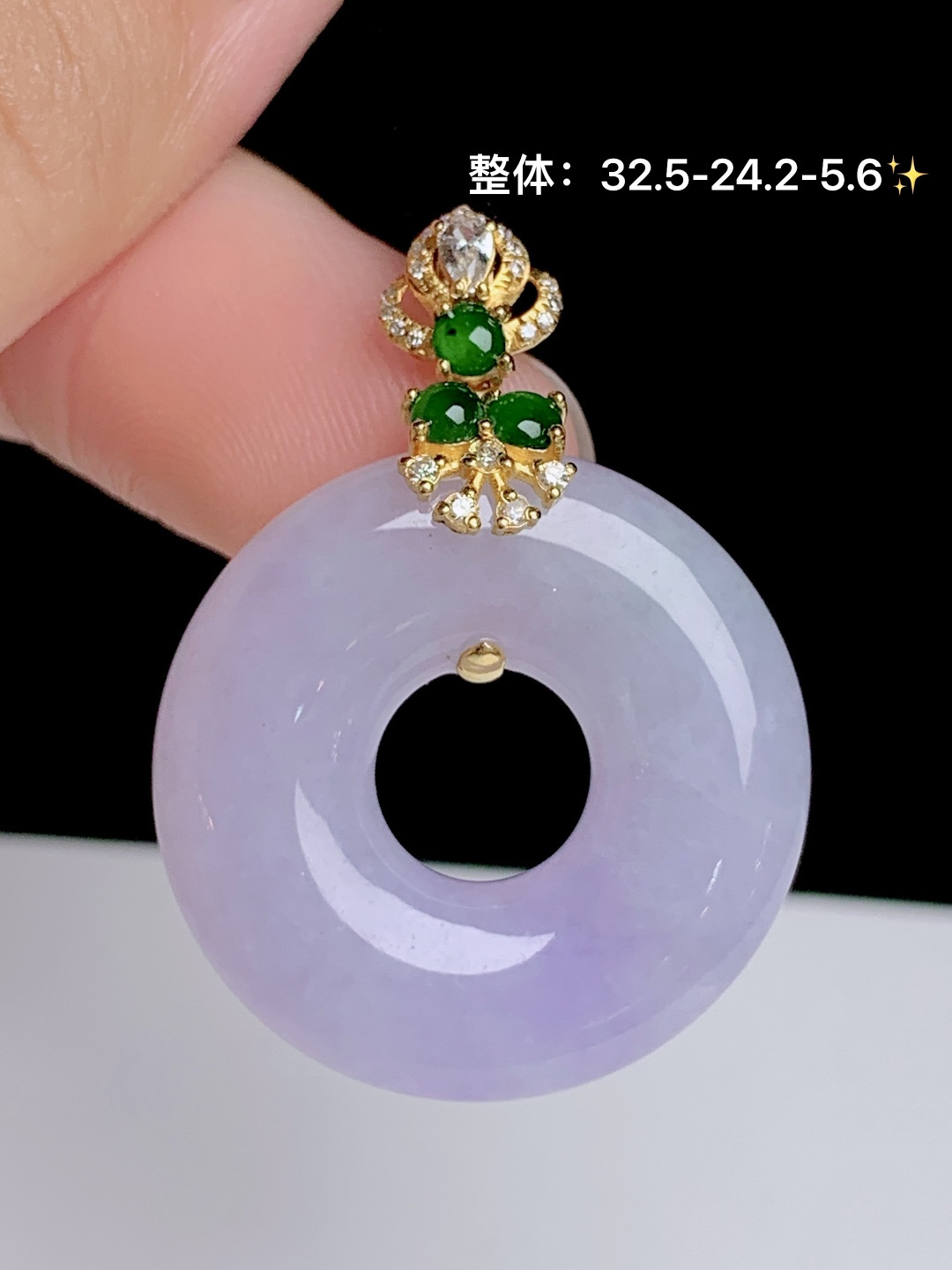 冰粉紫甜甜圈吊坠，18k金钻镶嵌，32.5-24.2-5.6