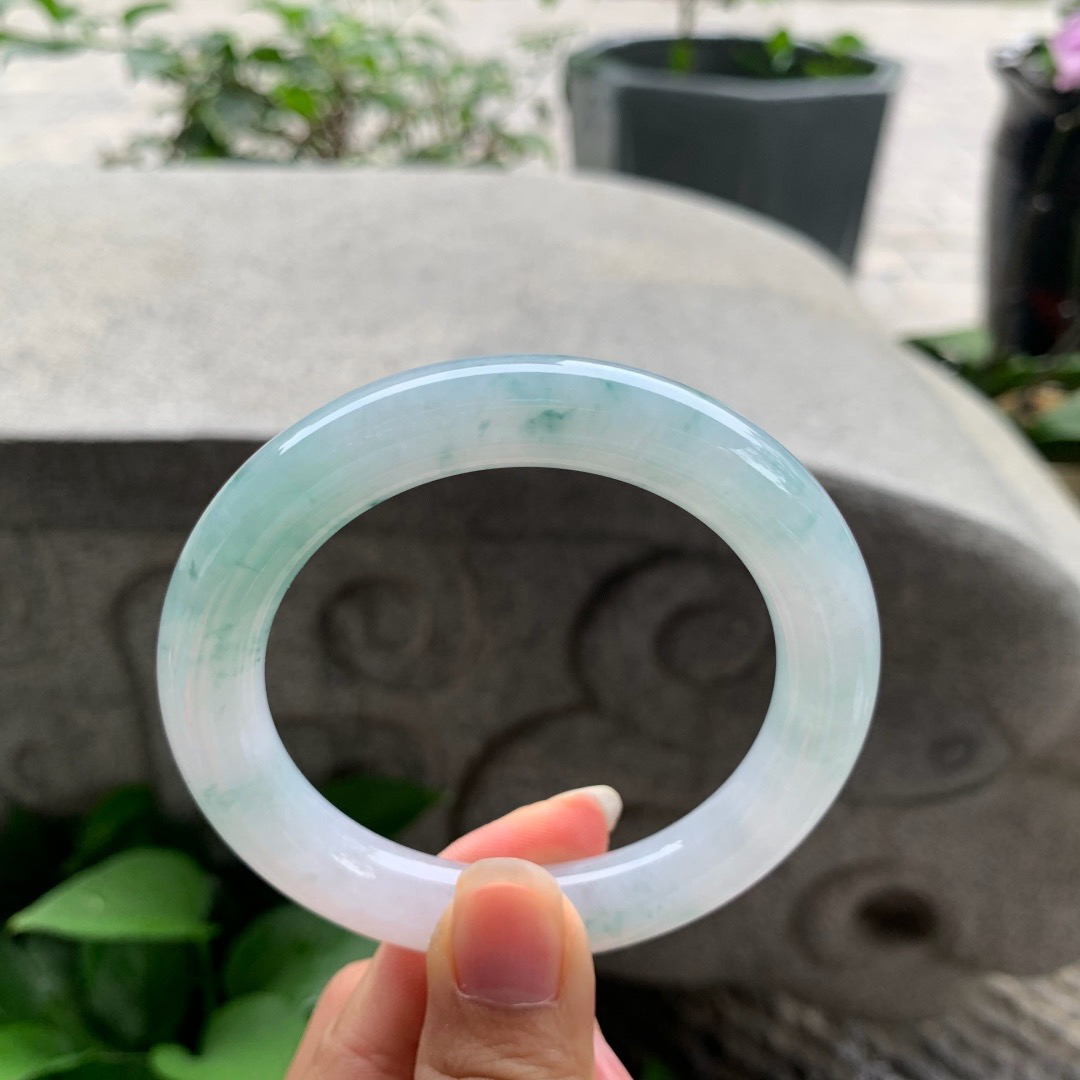 圈口 55.5-10.5【冰种飘花圆条手镯】圆条55 56可戴