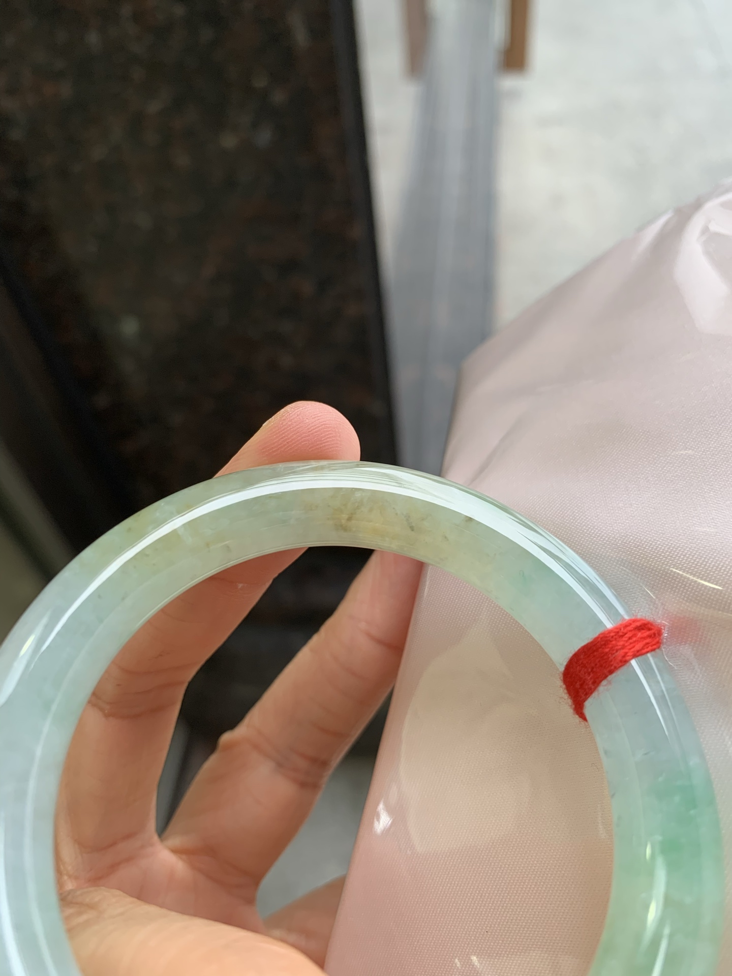 圆条冰双彩 无裂 尺寸：55.3/10.5 料子