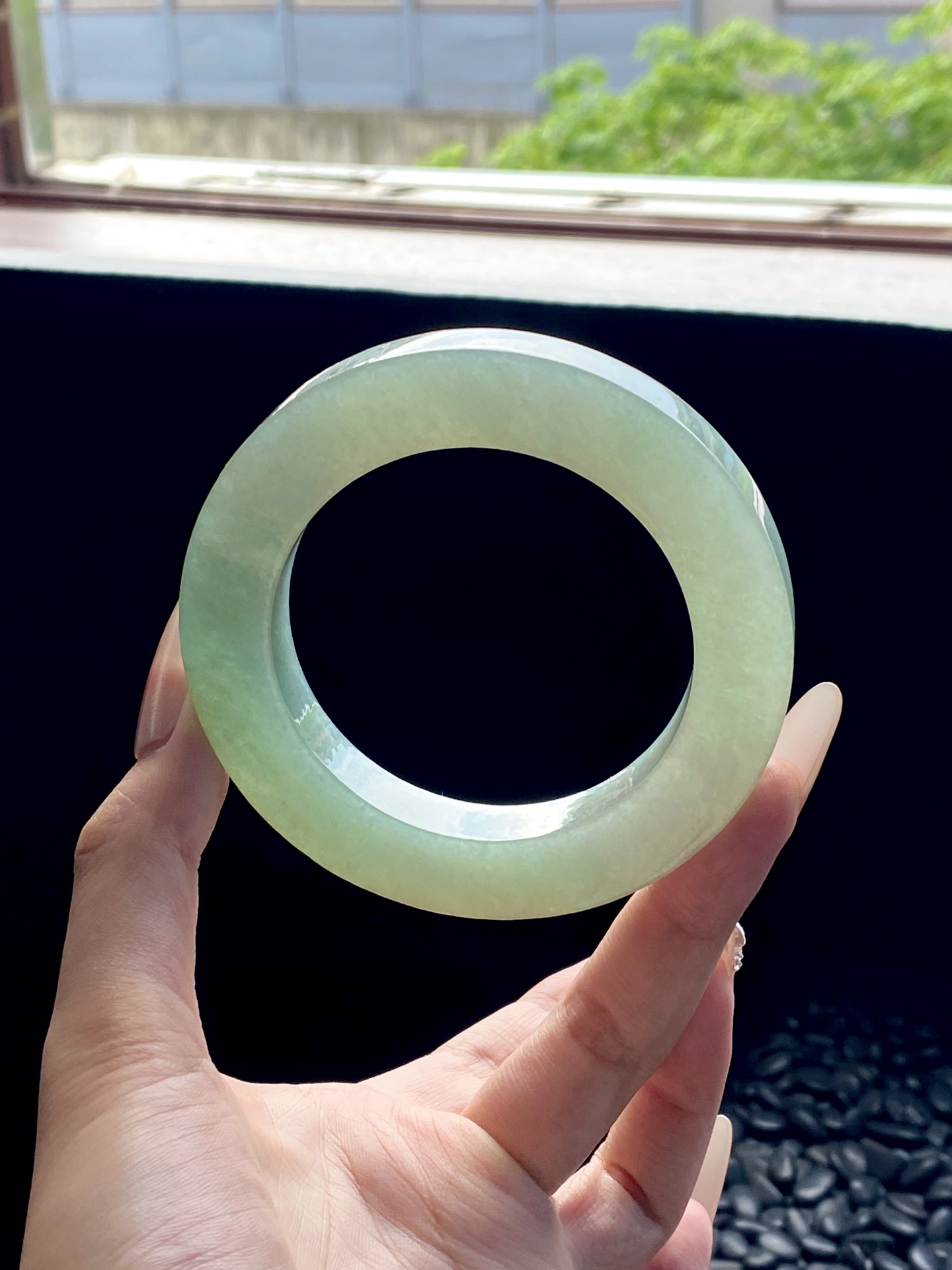 大圈口油青湖水绿镯胚 E63-5 ⭕️86.5-59.7-12.2-13.5 可做60～70正圈