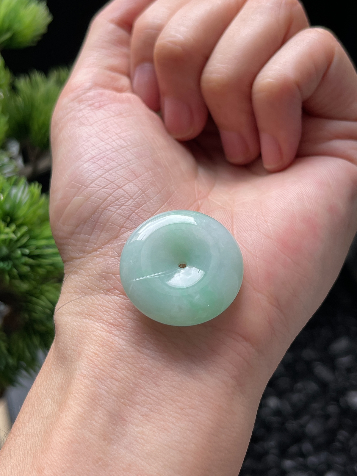 翡翠糯化种飘绿平安扣