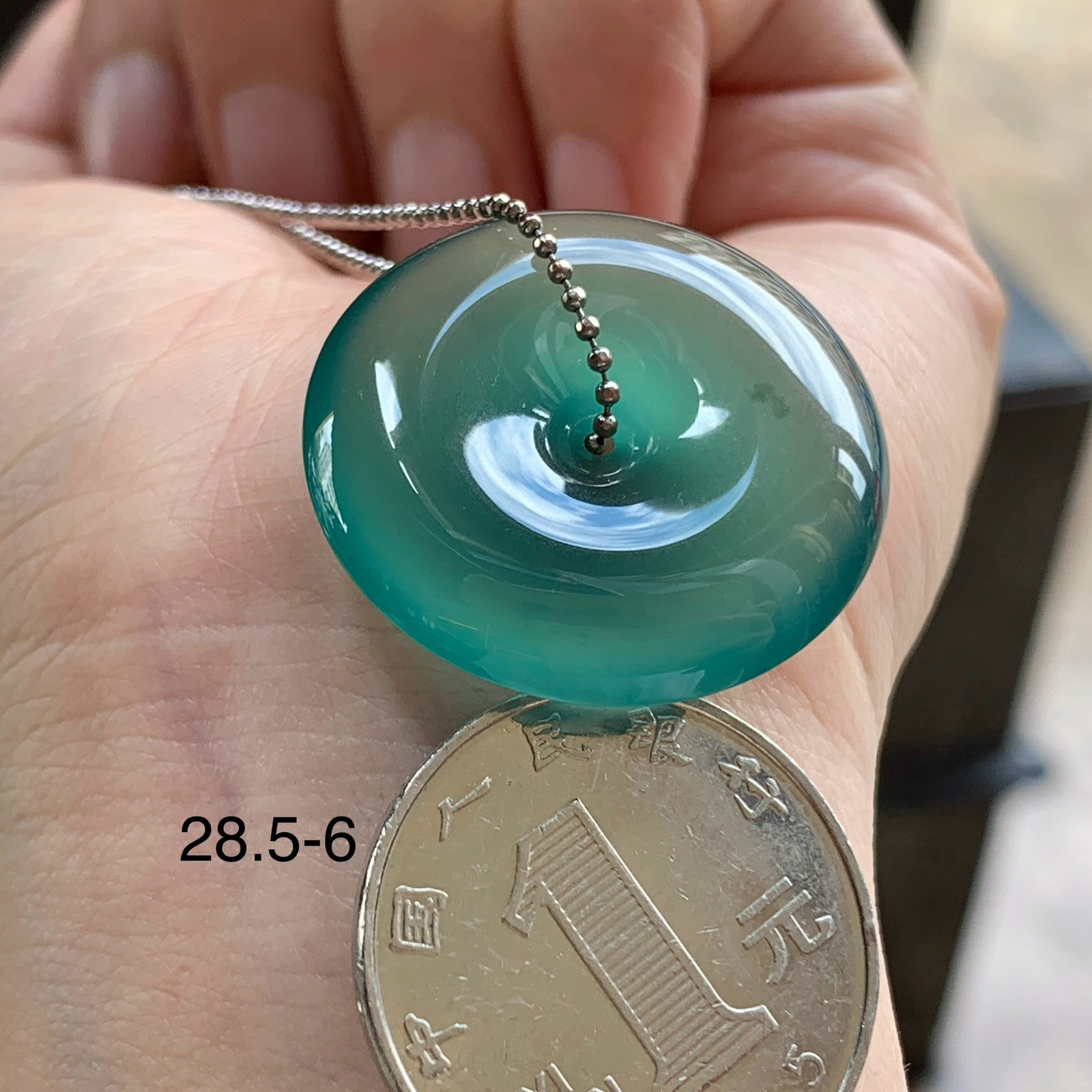冰种油蓝平安扣^_^鲜艳 浓郁