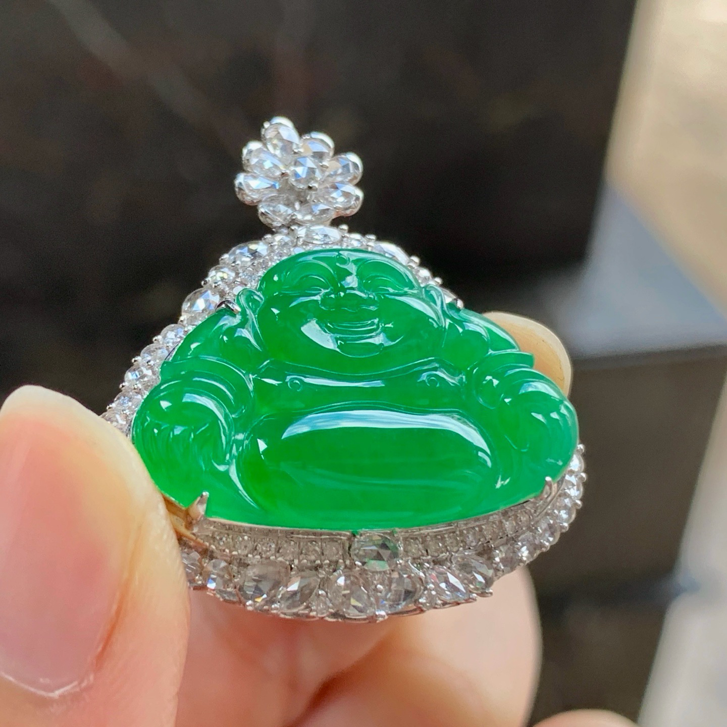 金钻镶嵌阳绿色佛公^_^色阳 细腻