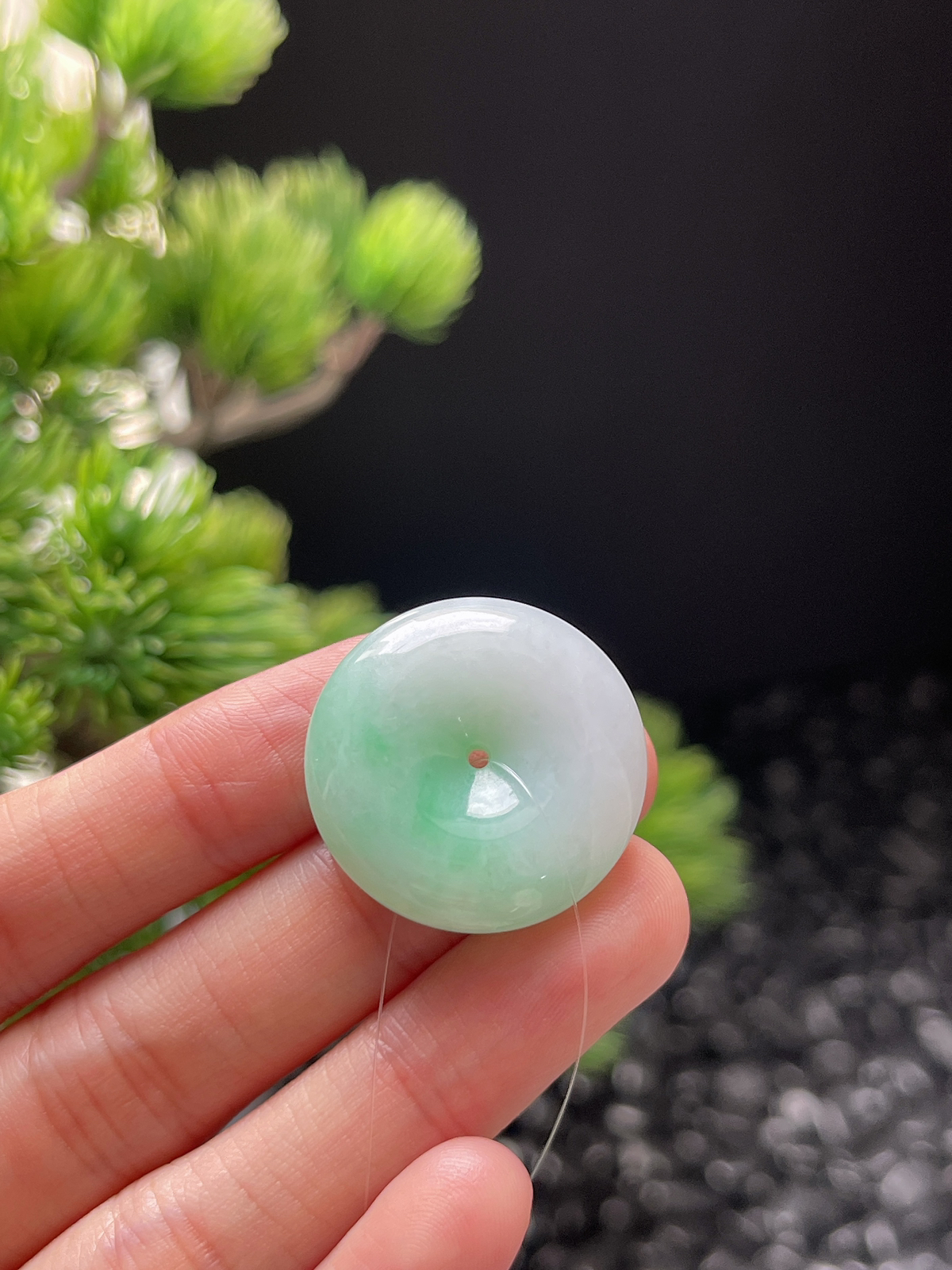 翡翠糯化种飘绿平安扣