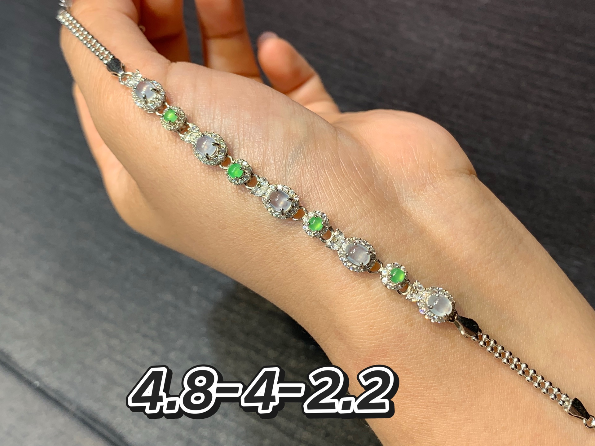 荧光蛋面手链 s925银