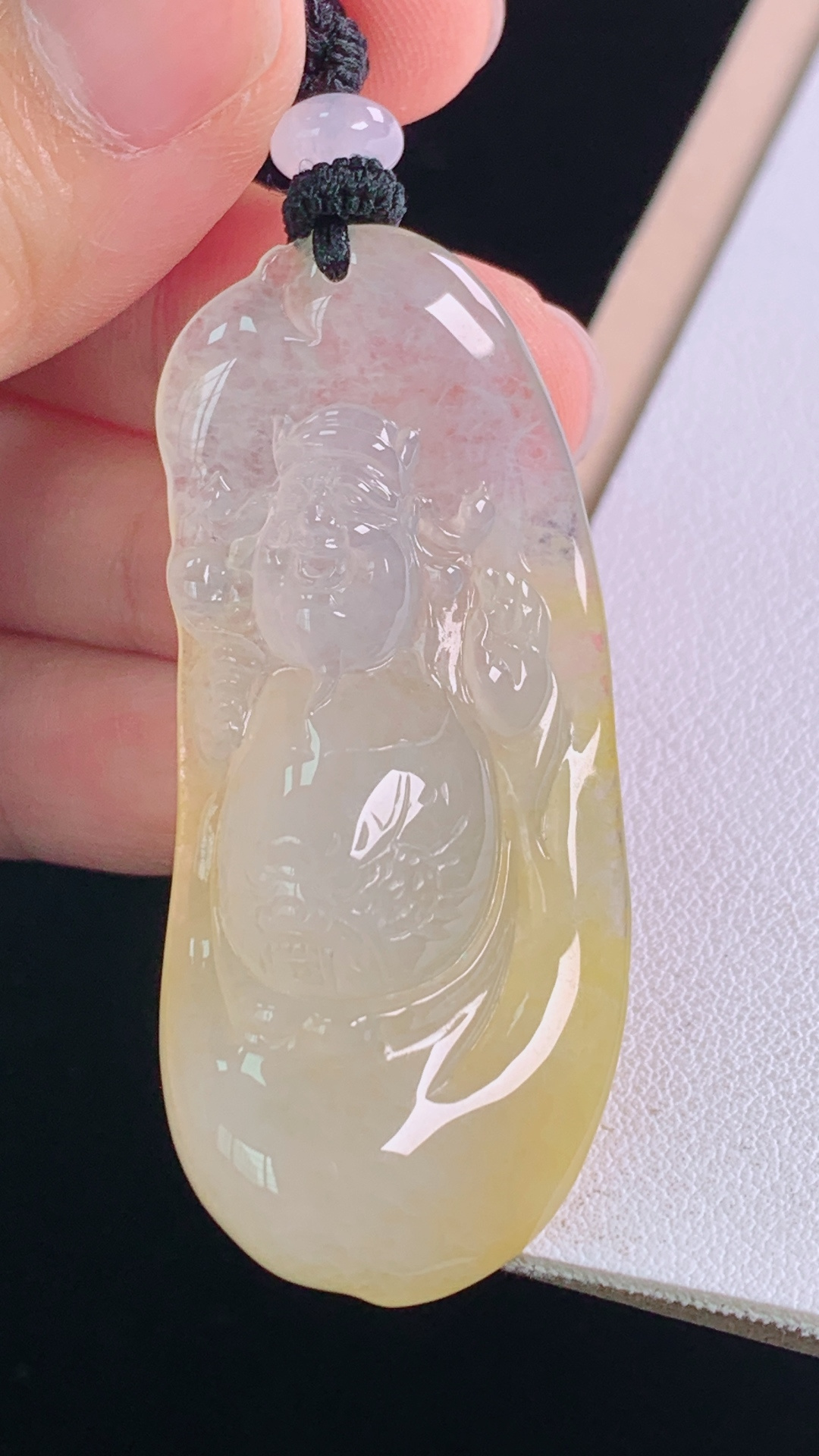 冰黄财神 天然黄翡，种色兼备，无裂，尺寸:58.2-51.1-22.9-9.8mm 19