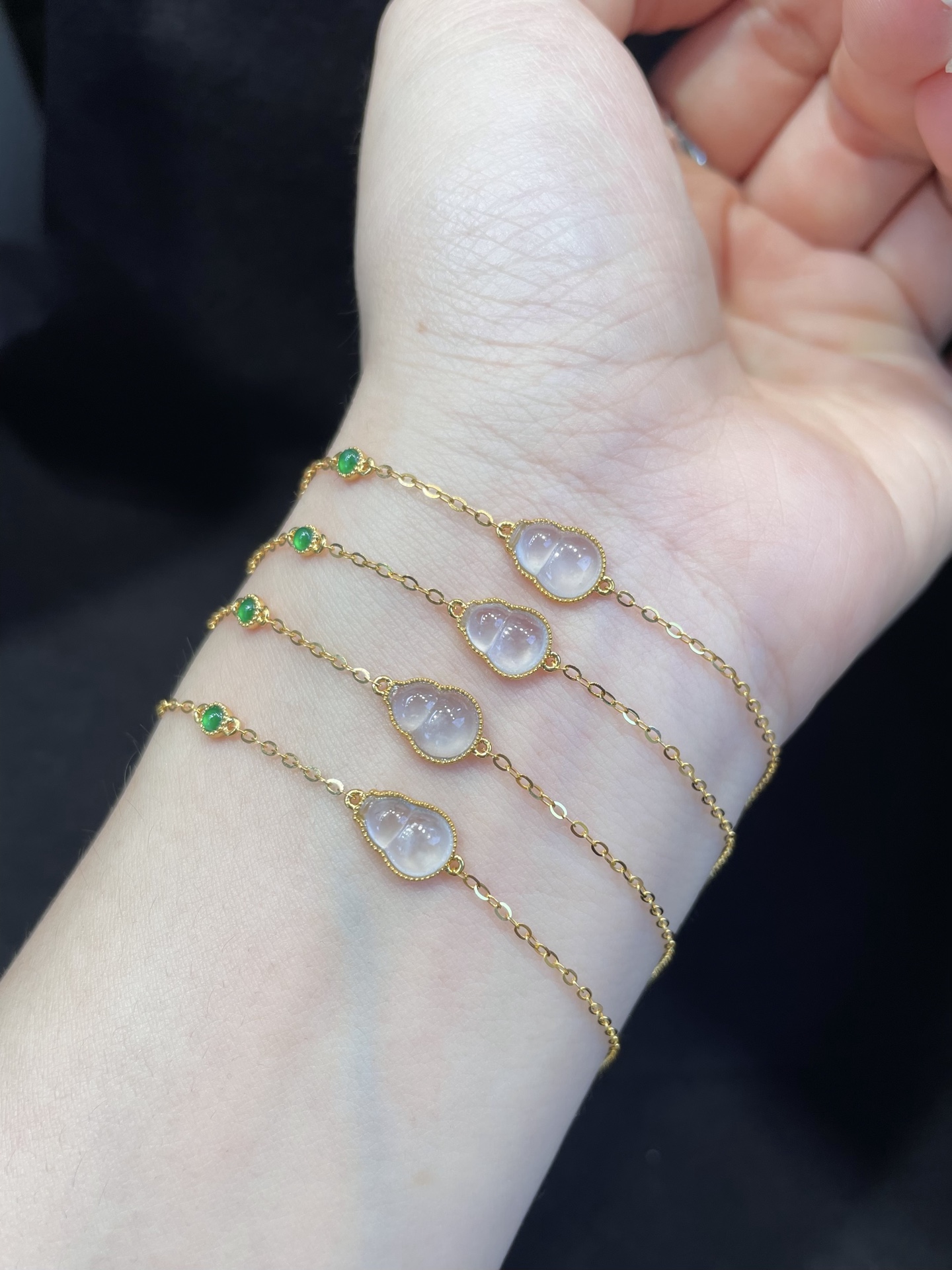 团购款 葫芦手链 冰冰透透 小葫芦手链 18k金 8.8-6.3-2.8mm