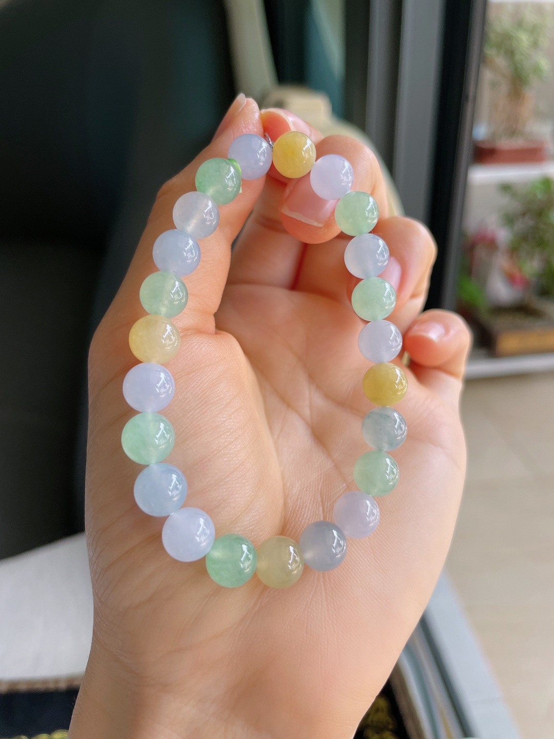 缅甸天然翡翠A货，冰多宝手串，尺寸：8mm。【编4020】
