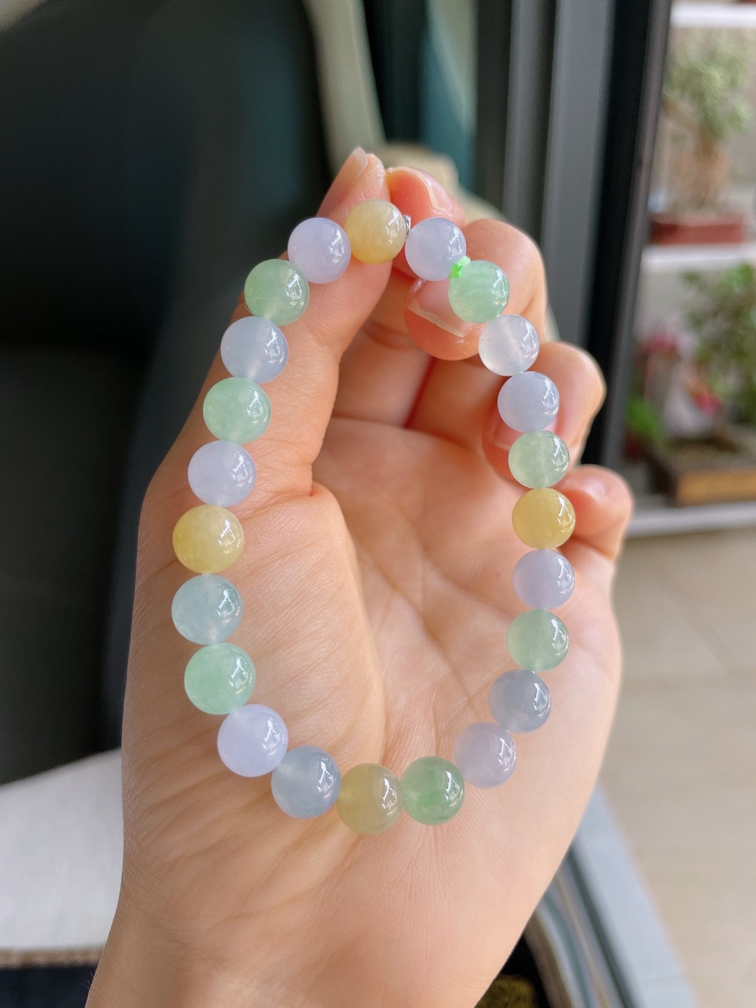 缅甸天然翡翠A货，冰多宝手串，尺寸：8mm。【编4020】